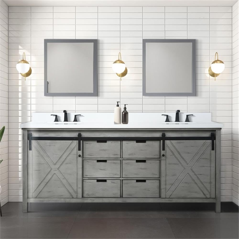 Marsyas 80 Inch Wide x 22 Inch Deep Double Bathroom Vanity in Ash Grey - Perfect for Master Bathroom Renovation and Modern Home Decor