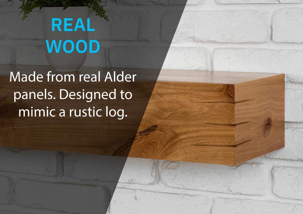 48 Inch Floating Fireplace Mantel Shelf - Solid Wood Rustic Wall Shelf with Clear Polyurethane Finish | Made in USA | Perfect for Electric Fireplaces, Home Décor & Living Room Wall Display