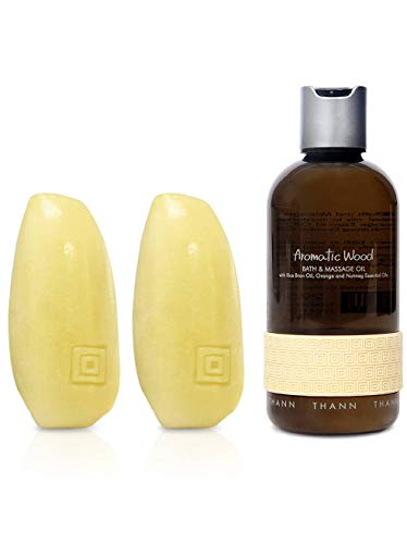 THANN Oriental Essence Wash Bar & Aromatic Wood Bath Massage Oil Gift Set - Luxurious Spa Experience for Relaxation & Aromatherapy at Home
