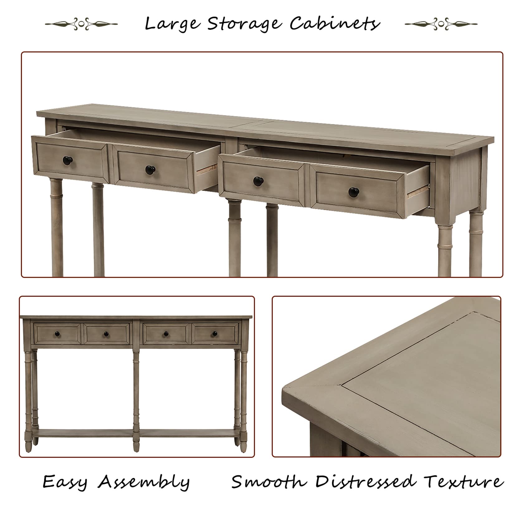 Narrow Entryway Table with 2 Storage Drawers & Bottom Shelf - 58