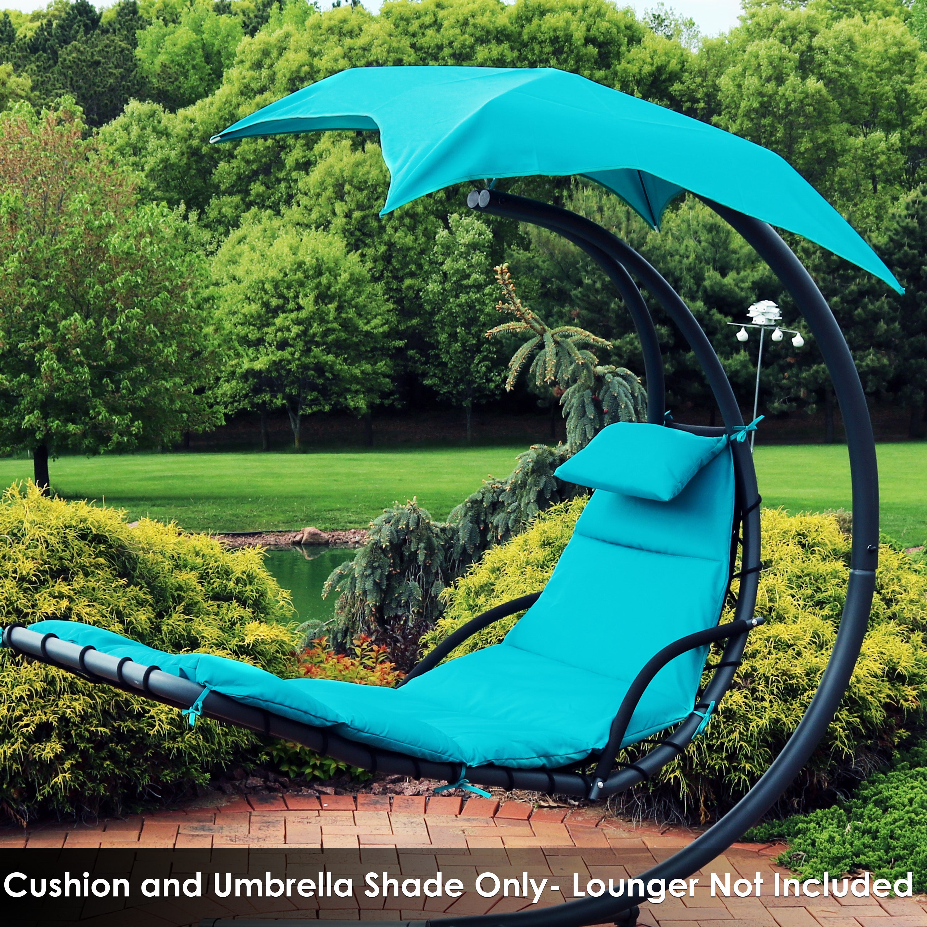 Sunnydaze Hanging Lounge Chair Replacement Cushion & Umbrella Set - Outdoor Patio, Garden, Poolside Relaxation Accessories