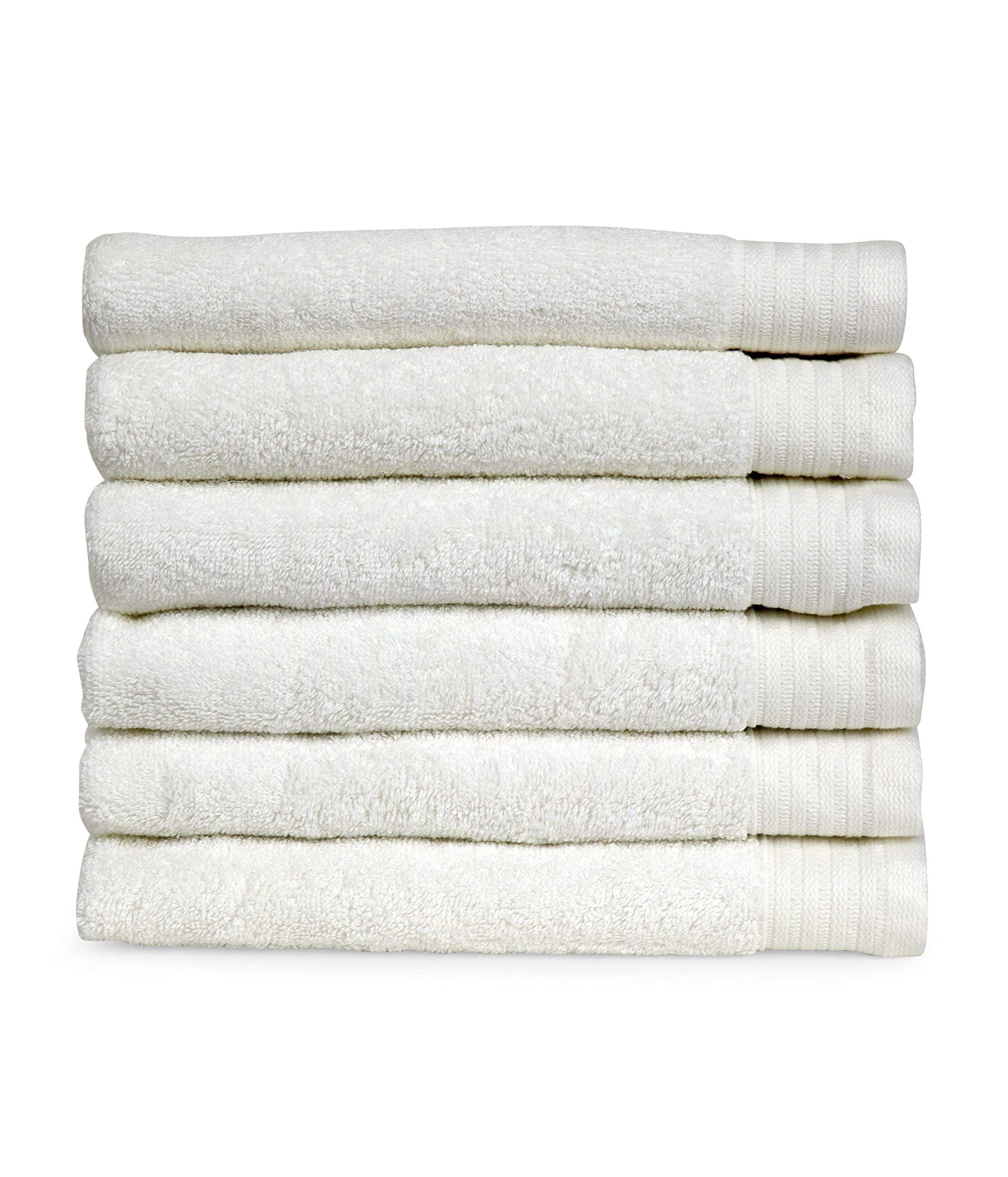 Luxury Bath Towels Set of 6 - 100% Long Staple Turkish Cotton, Ultra Soft & Highly Absorbent, White Hand Towels for Spa, Bathroom & Guest Use