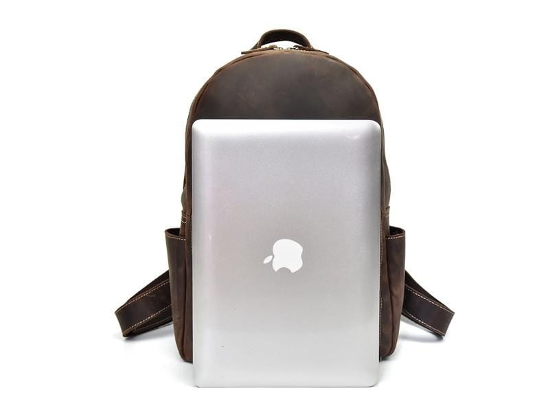Stylish Women's & Men's Genuine Leather Laptop Backpack - Professional Work Bag for Office, College & Travel - 15.6 Inch Laptop Compartment with USB Charging Port