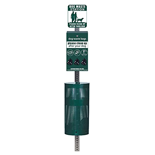 Premium Matte Green Dog Waste Station with Roll Bag Dispenser - Ideal for Parks, Backyards & Public Spaces