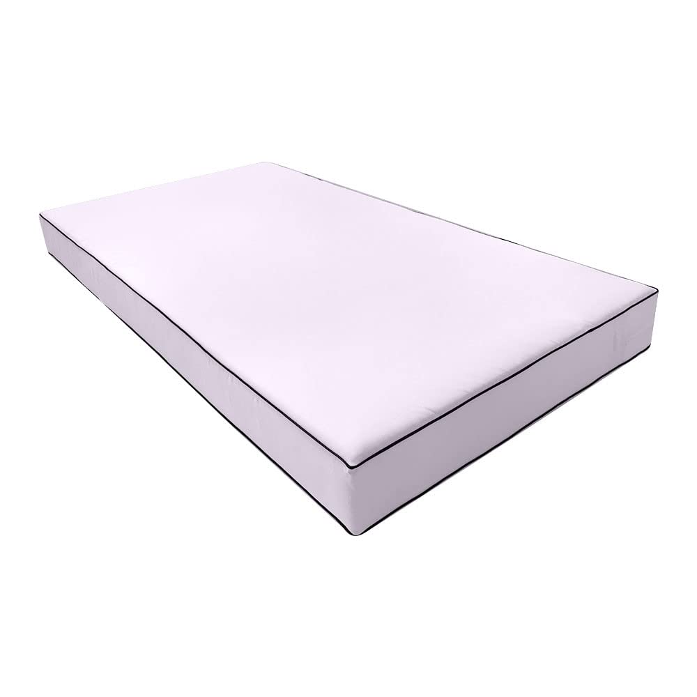 **Prolinemax Style6 4PC Crib Size Outdoor Daybed Set - Contrast Pipe Trim Mattress, Bolster Pillow & Fitted Sheet Slipcover (AD107) - Perfect for Patio, Poolside & Garden Relaxation**