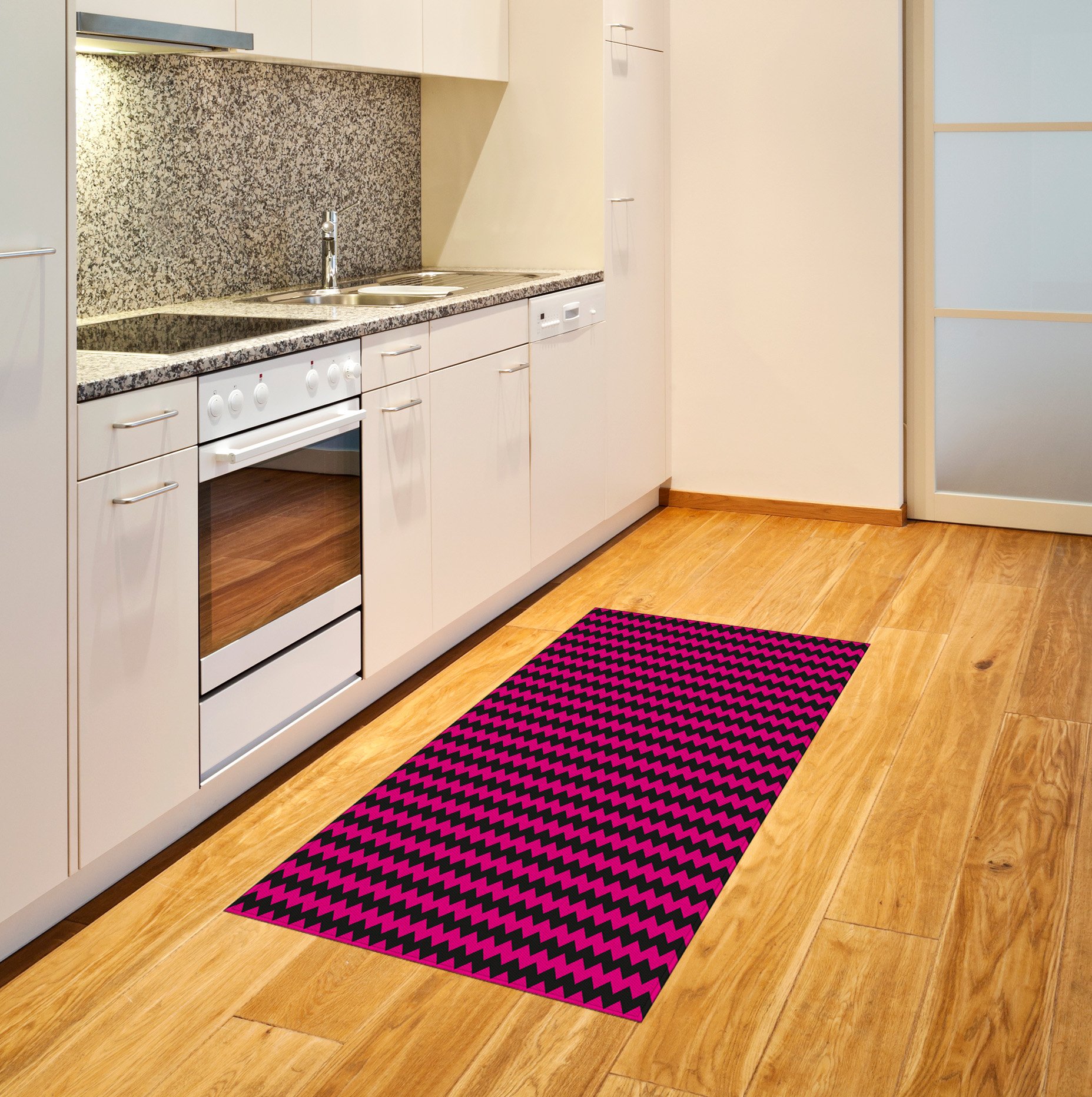Ambesonne Modern Chevron Striped Area Rug - Minimalist Abstract Design Non-Slip Flat Woven Accent Rug for Teen Room, Living Room, Bedroom & Dining Room - 2'6