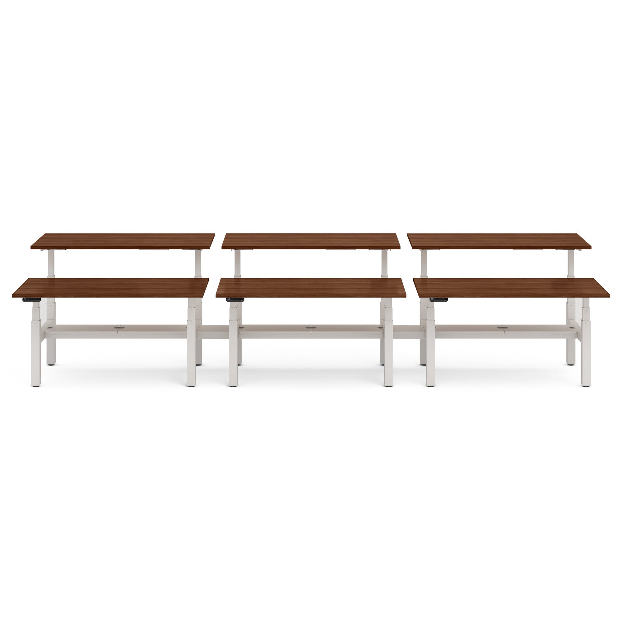 Adjustable Height Double Desk for 6 - Series L Ergonomic Office Workstation for Home & Office - Perfect for Shared Workspaces & Collaborative Environments