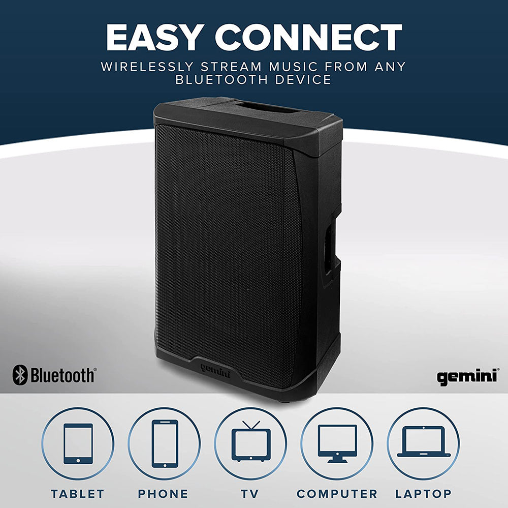 Gemini GPSS 650 Portable PA Speaker with Bluetooth - Samson Airline Microphone - Wireless Outdoor/Indoor Speaker for Parties, Events & Live Performances
