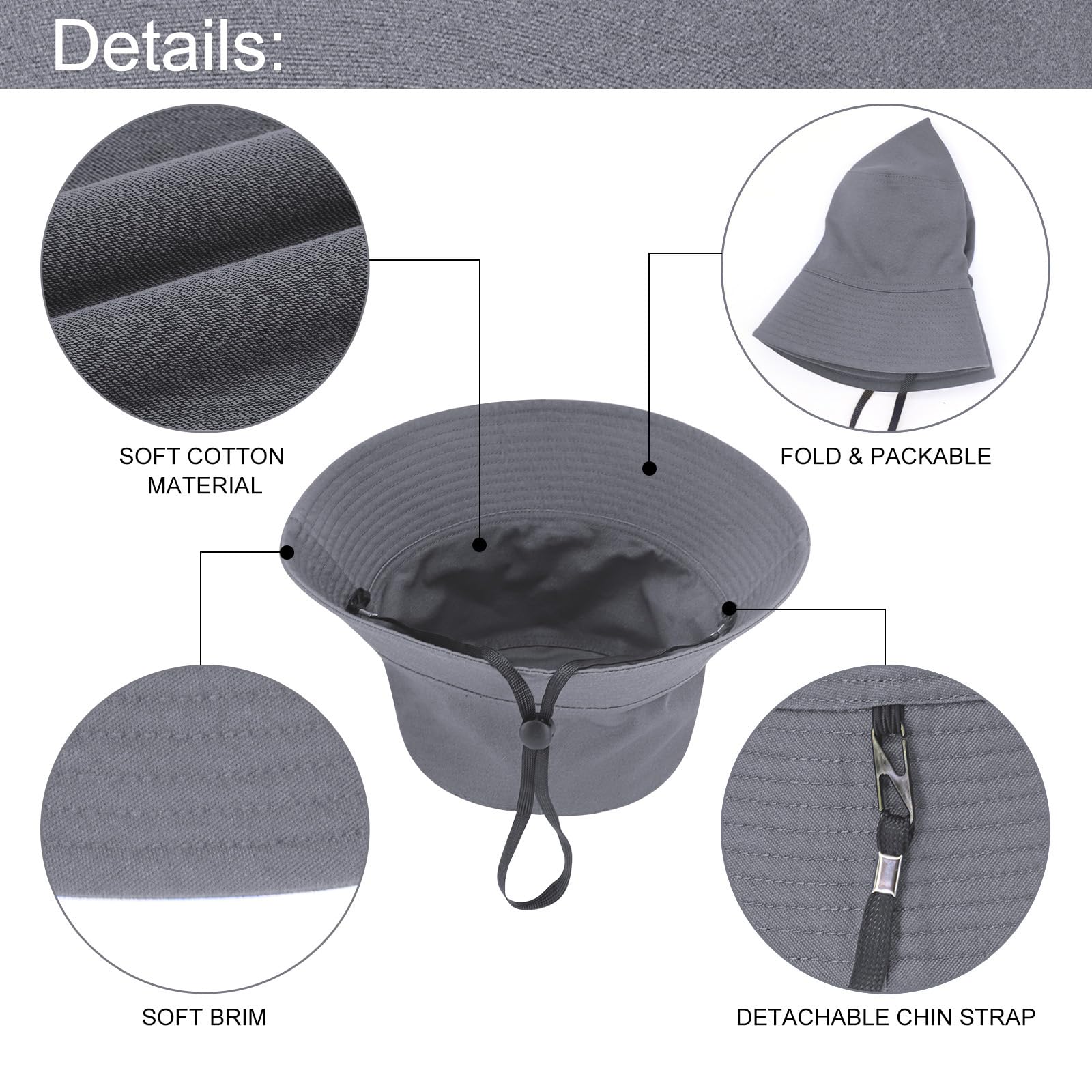 XXL Bucket Hat for Women & Men - Oversized Reversible Cotton Fisherman Hat - Double-Sided Summer Sun Hat for Beach, Fishing & Outdoor Activities