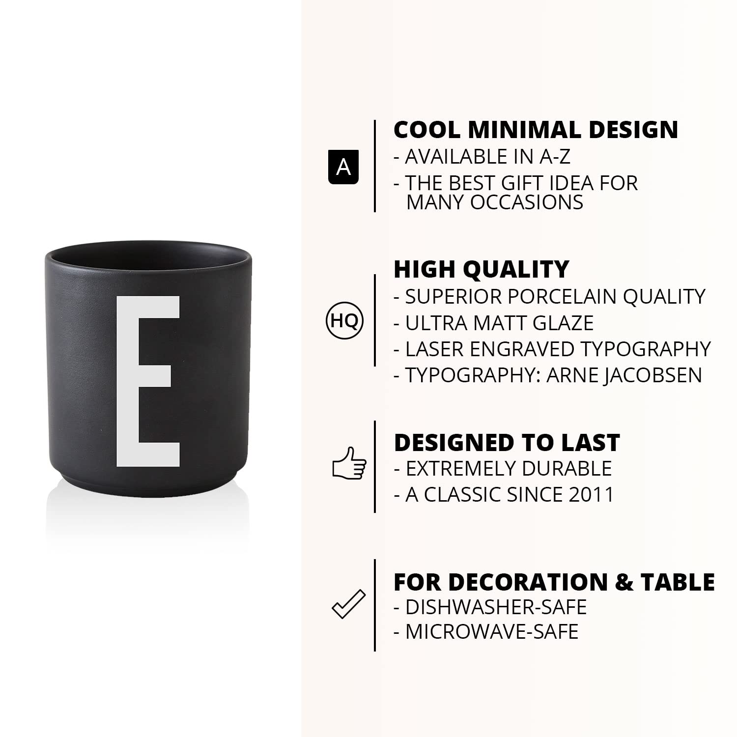 Personalized Monogram Coffee Mug with Initials A-Z | 11 oz Porcelain Black Mug for Men & Women | Christmas, Thanksgiving Gift Idea for Her, Him, Friends | Perfect for Hot Drinks, Office Use & Holiday Gifting