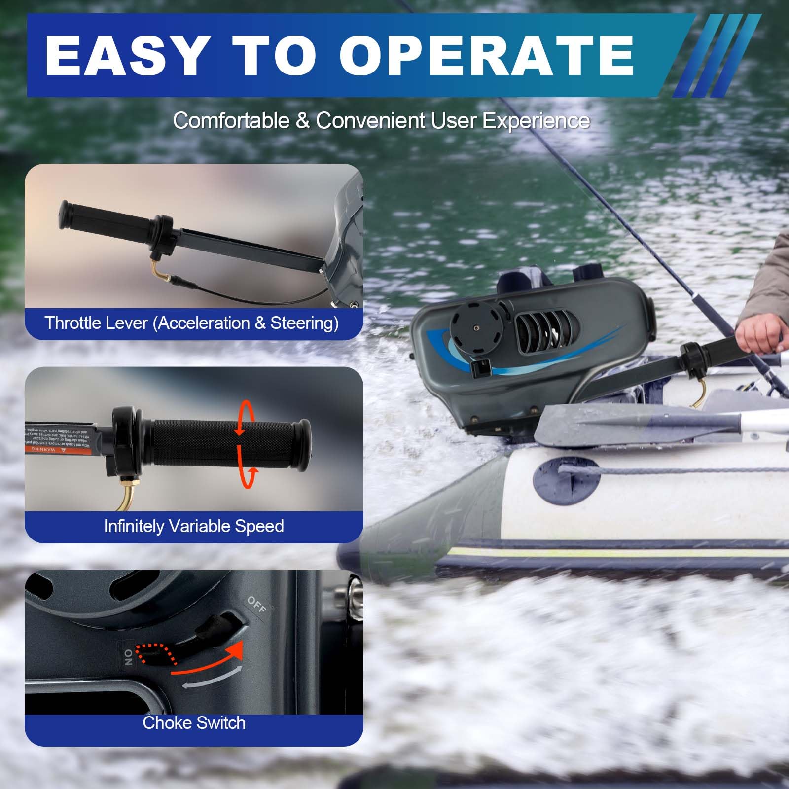 3.5HP 2 Stroke Outboard Boat Motor - TBVECHI Lightweight Marine Engine with CDI Ignition & Water Cooling System - Perfect for Fishing Boats, Small Watercraft & Recreational Boating