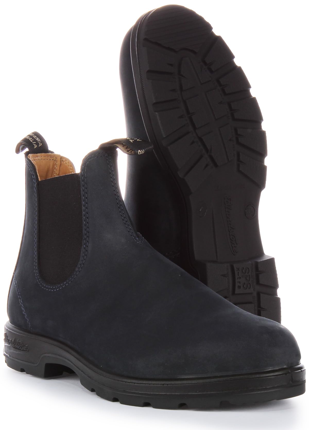 Blundstone Men's Chelsea Boots Waterproof Leather Work Boots - Marine Blue Size 10.5 US - Comfortable Slip-On Ankle Boots for Outdoor, Hiking & Casual Wear