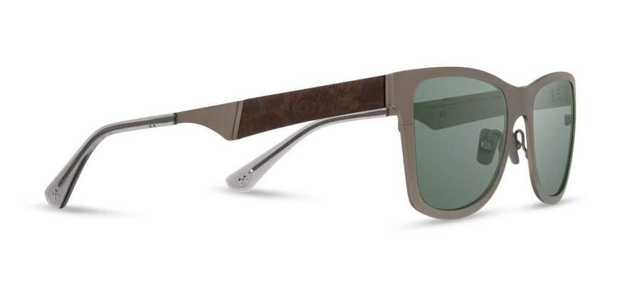 Shwood Canby Metal Sunglasses - Gun Metal/Elm Burl Frame with G15 Lens | Polarized UV Protection for Outdoor Activities, Driving & Fashion