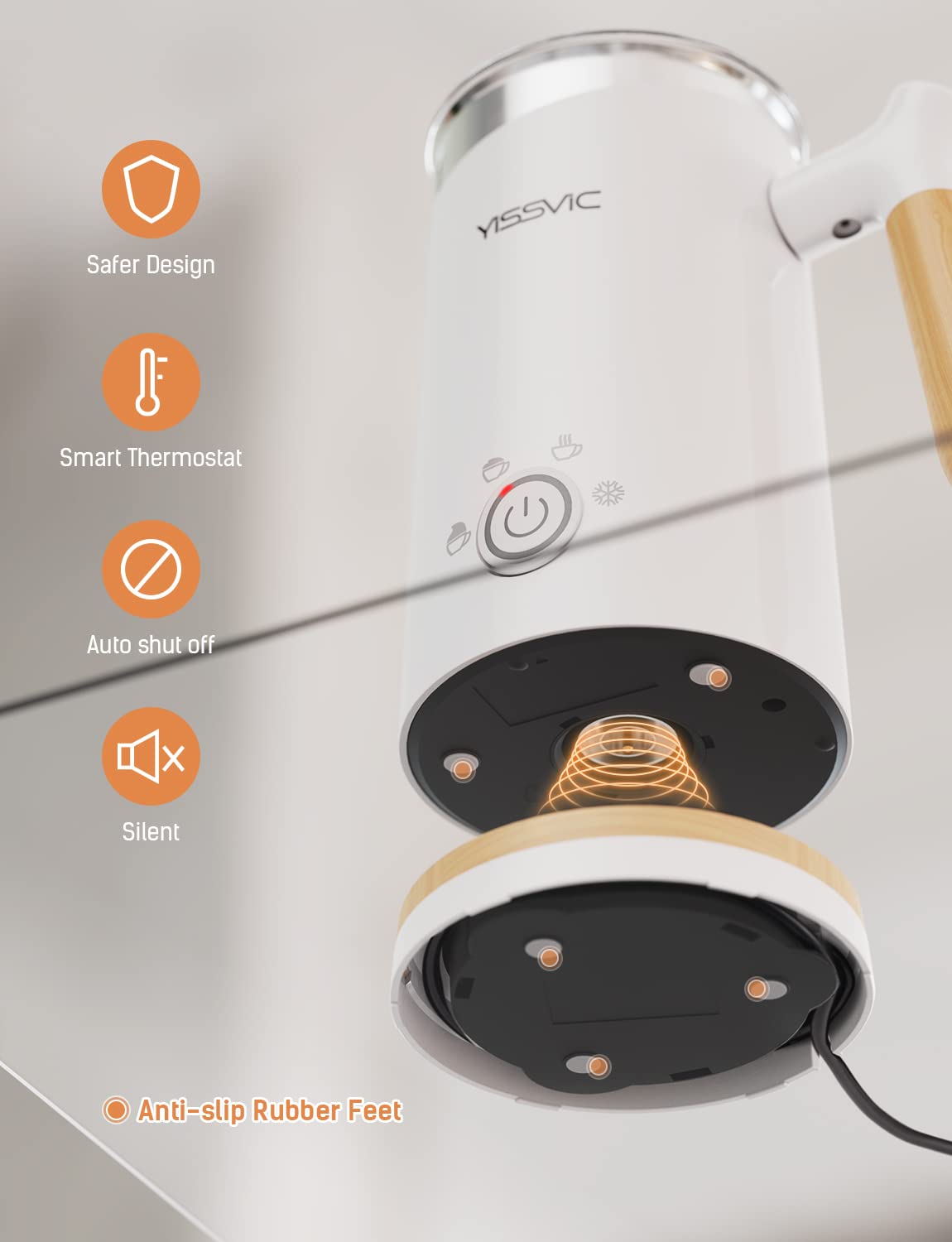 Electric Milk Frother & Steamer - Hot & Cold Milk Foam Maker for Cappuccino, Latte, Hot Chocolate - Perfect for Coffee Shops, Home Baristas & Breakfast Lattes