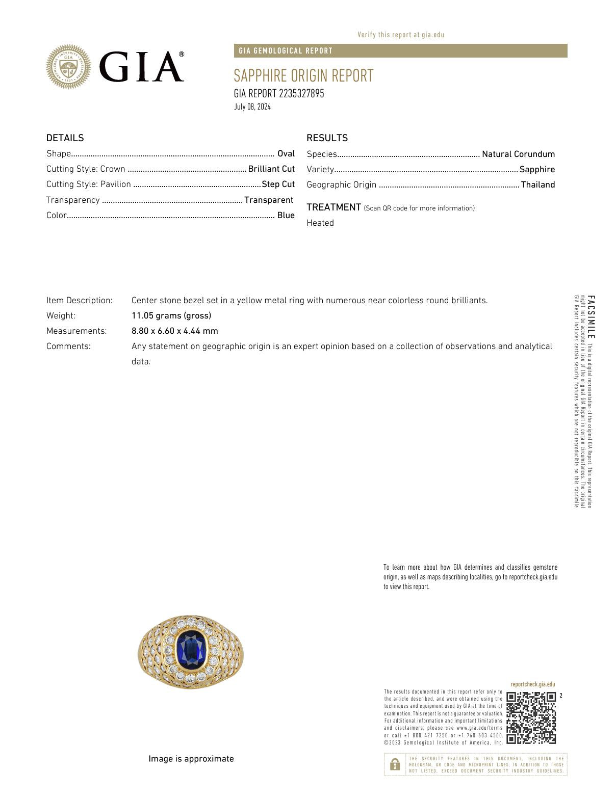 2.10 Carat GIA Certified Oval Cut Sapphire Diamond Ring in 18K Yellow Gold - Elegant Dome Design for Engagement, Wedding & Special Occasions