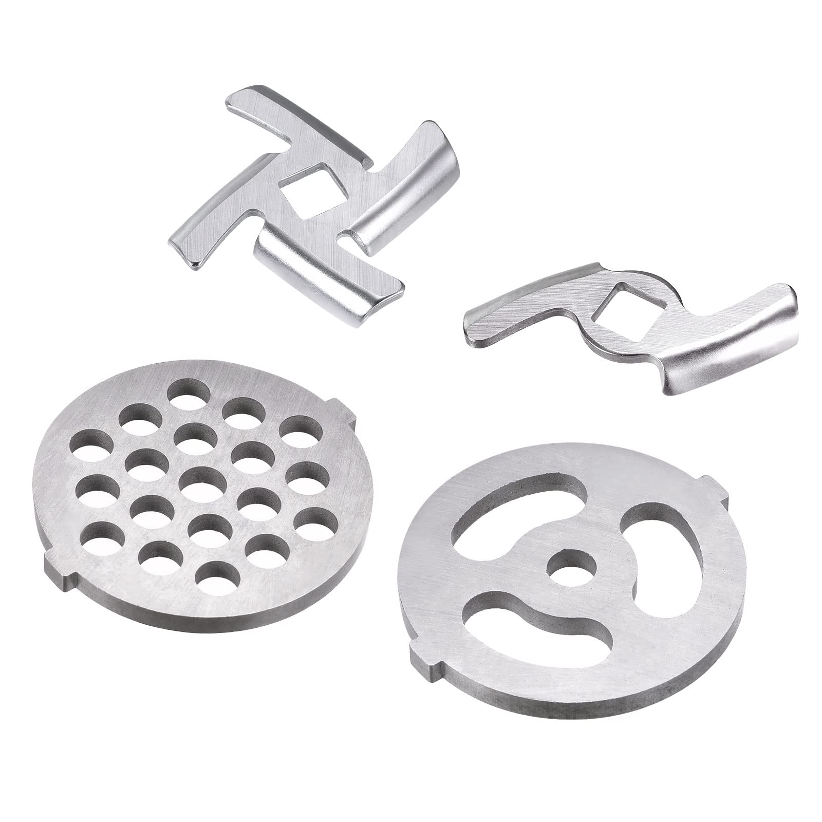 MECCANIXITY 47mm & 49mm Meat Grinder Blades with 7mm Grinder Plate - Heavy Duty Stainless Steel Replacement Parts for Home Kitchen & Commercial Use - Perfect for Ground Beef, Sausage & Pet Food Making