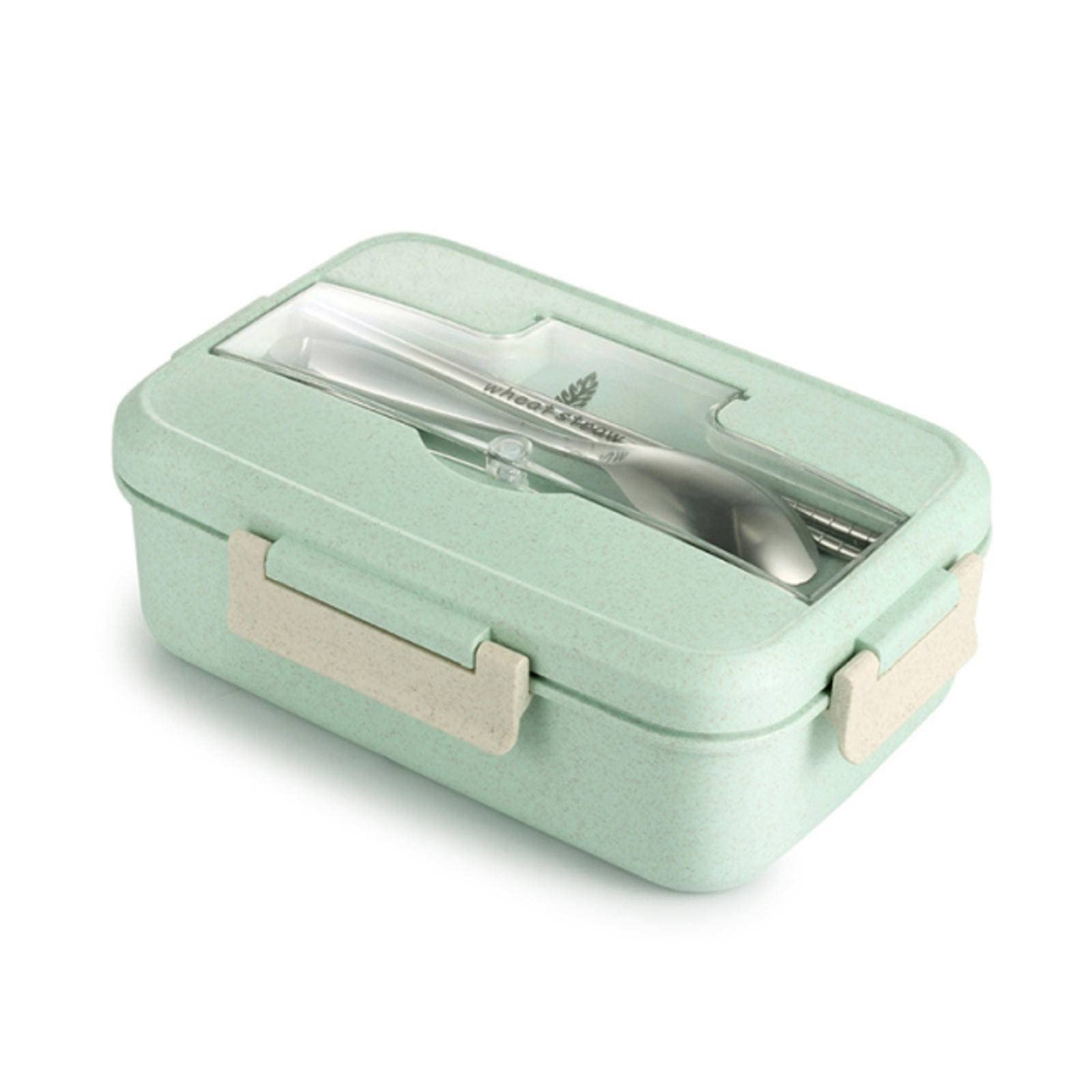 KBREE Microwave Safe Lunch Box - Eco-Friendly Wheat Straw Bento Box with Spoon & Chopsticks - Food Storage Container for Kids, School, Office - Perfect for Meal Prep, Picnics & Travel
