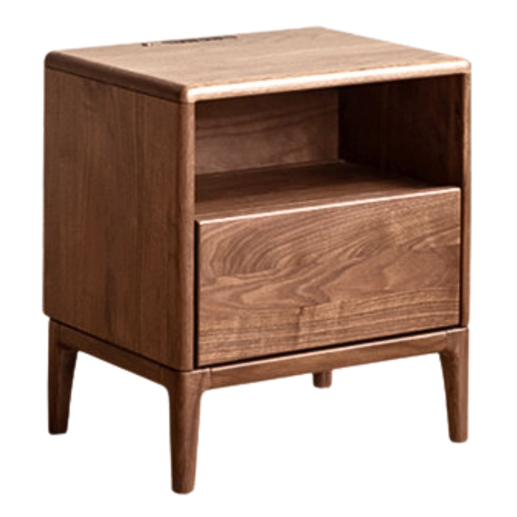 17.7x13.8x19.7 inch / 45x35x50сm / Walnut color/ Ash bedside table with light and socket
