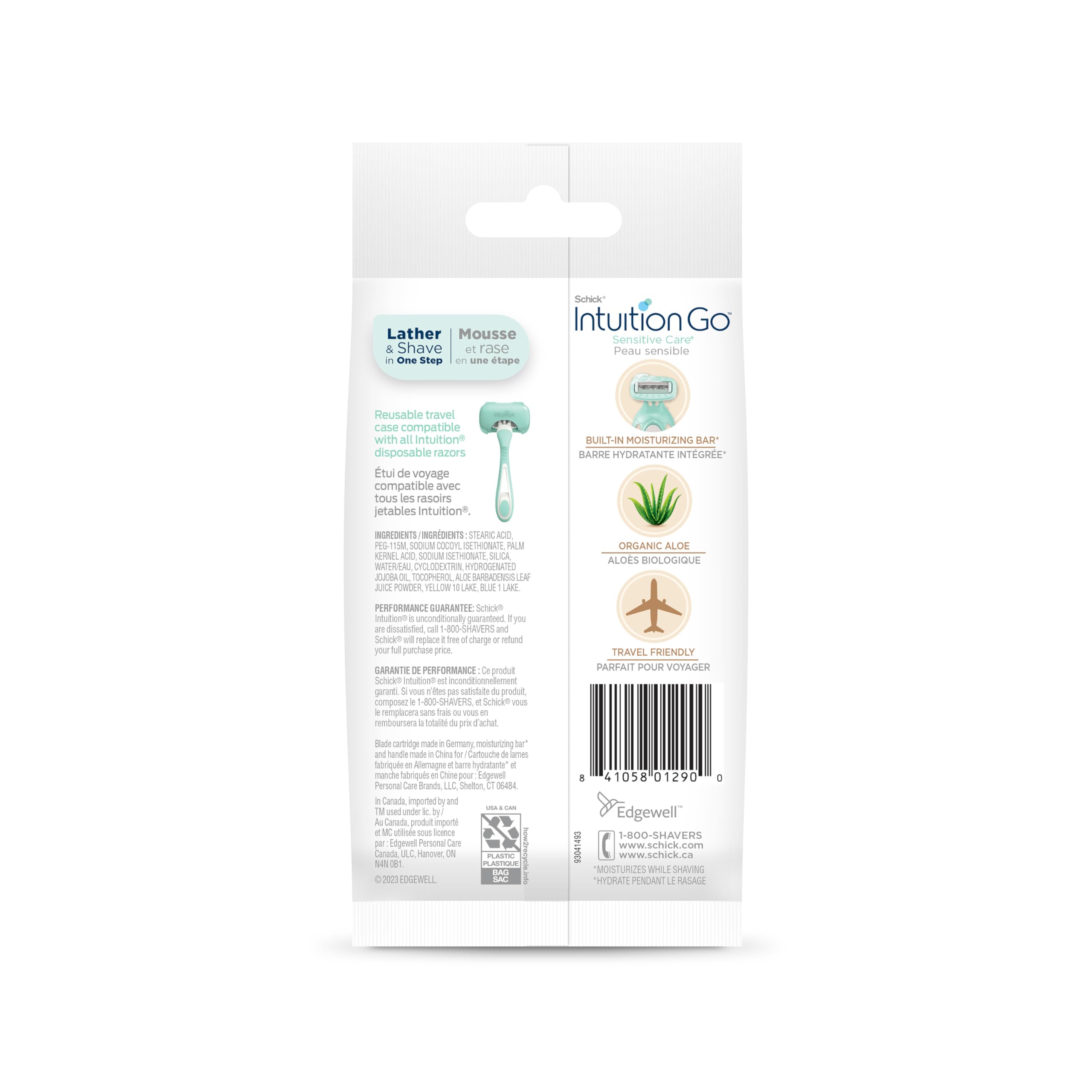 Schick Intuition Go Disposable Travel Razor for Women - 1 Count | Sensitive Skin Razor with Organic Aloe | Perfect for Travel, Gym & Vacation Essentials | Smooth Shaving On-The-Go