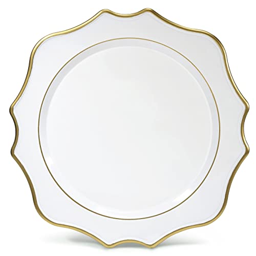B. Scalloped White & Gold Rim