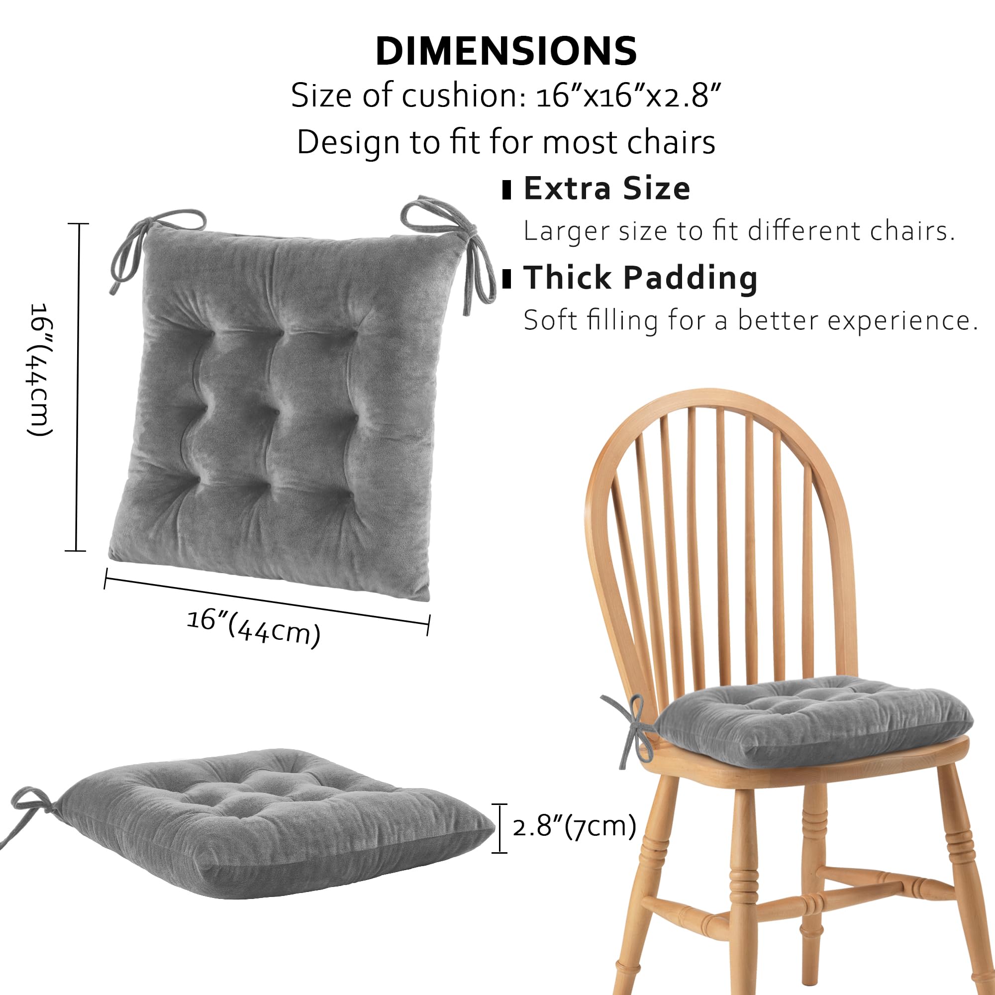 ELFJOY 4 Pack Tufted Square Chair Cushions - 16