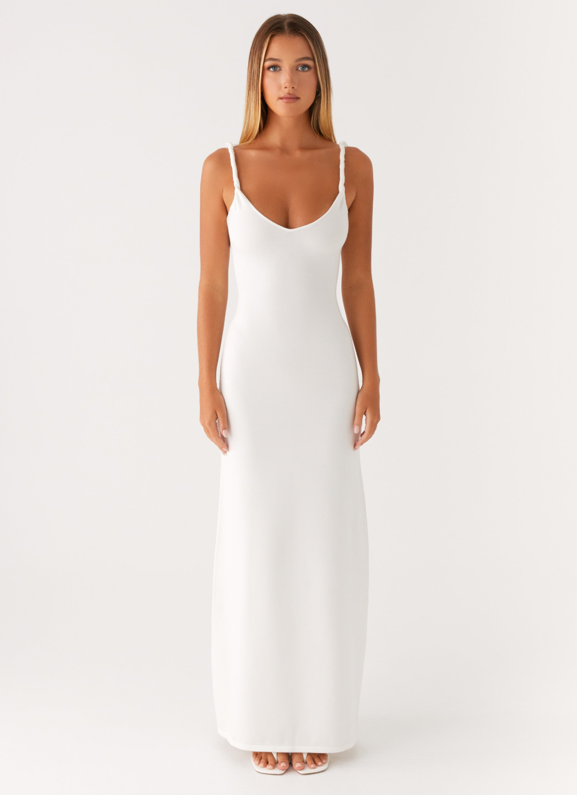 Anastasia Women's Maxi Dress Elegant Ivory Flowy Long Dress for Summer Beach Wedding Party & Vacation