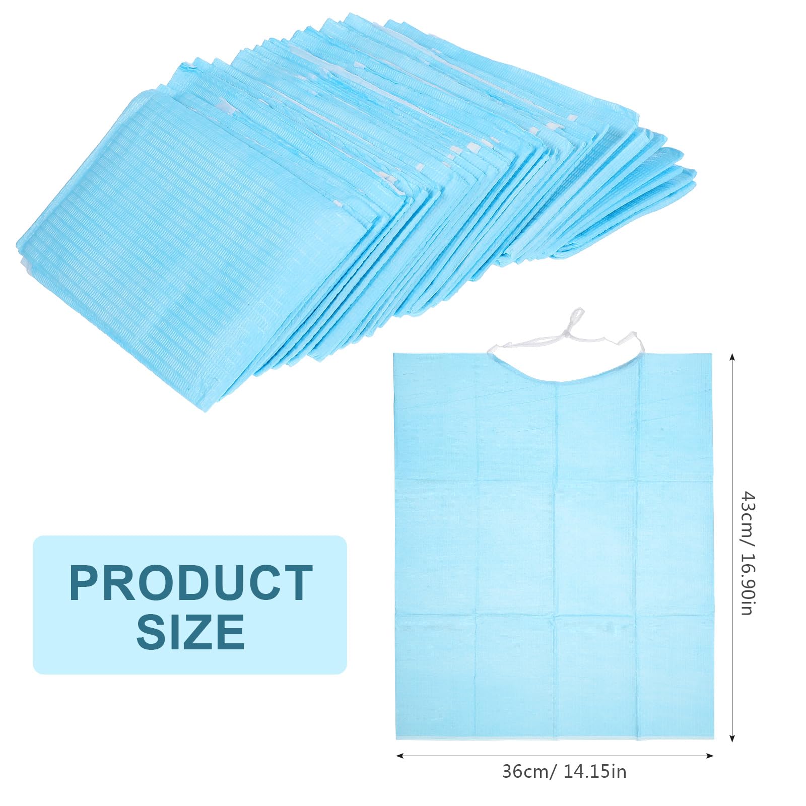 Beavorty 30Pcs Disposable Adult Bibs - Food & Crumb Catcher Bibs for Seniors, Elderly & Disabled - Blue Apron Clothing Protectors for Mealtime, Dining & Caregiving