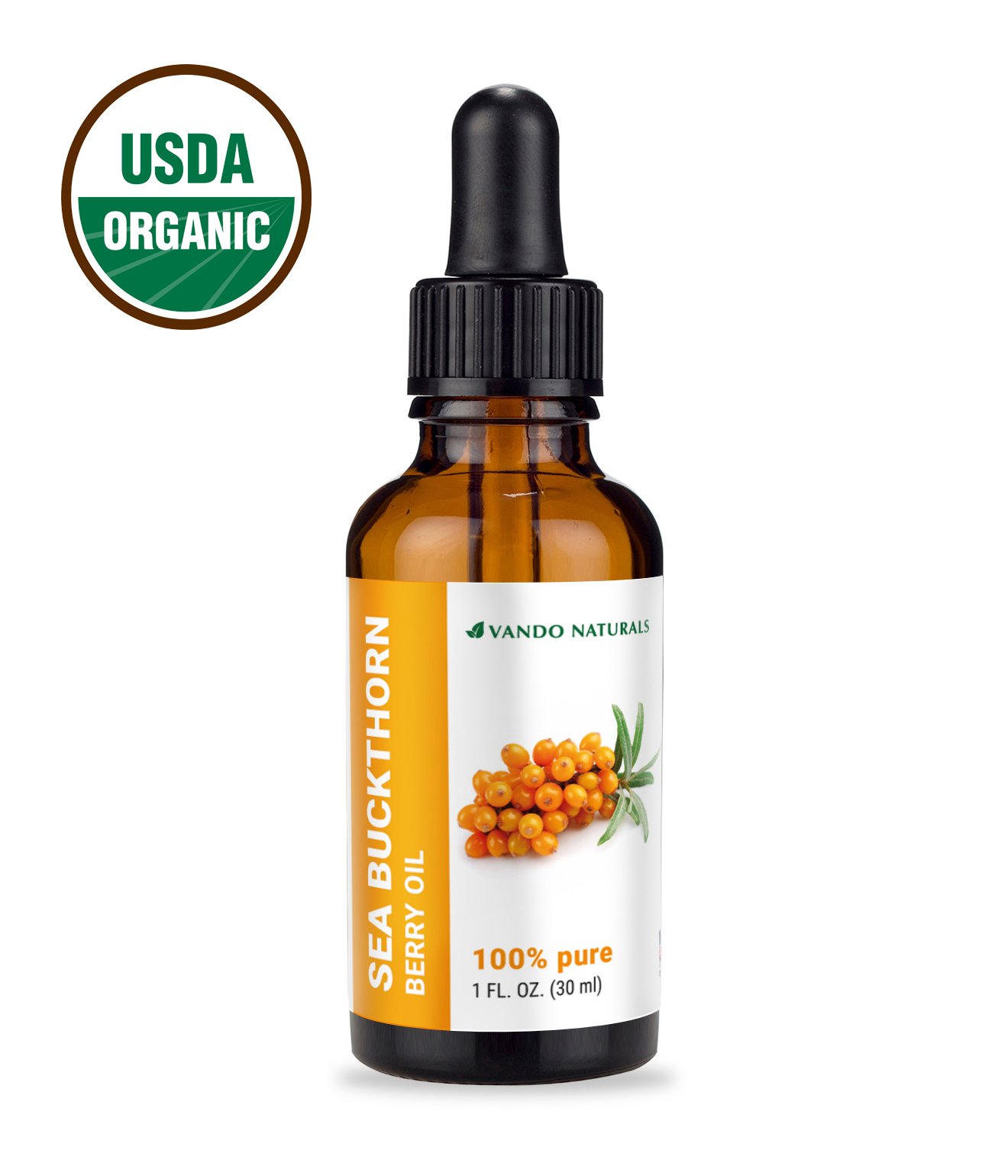 Organic Sea Buckthorn Fruit Oil - 1 fl oz (30ml) Cold Pressed, Pure & Natural for Skin & Hair Care - Anti-Aging, Moisturizing & Healing - Perfect for Face Serums, DIY Beauty & Aromatherapy