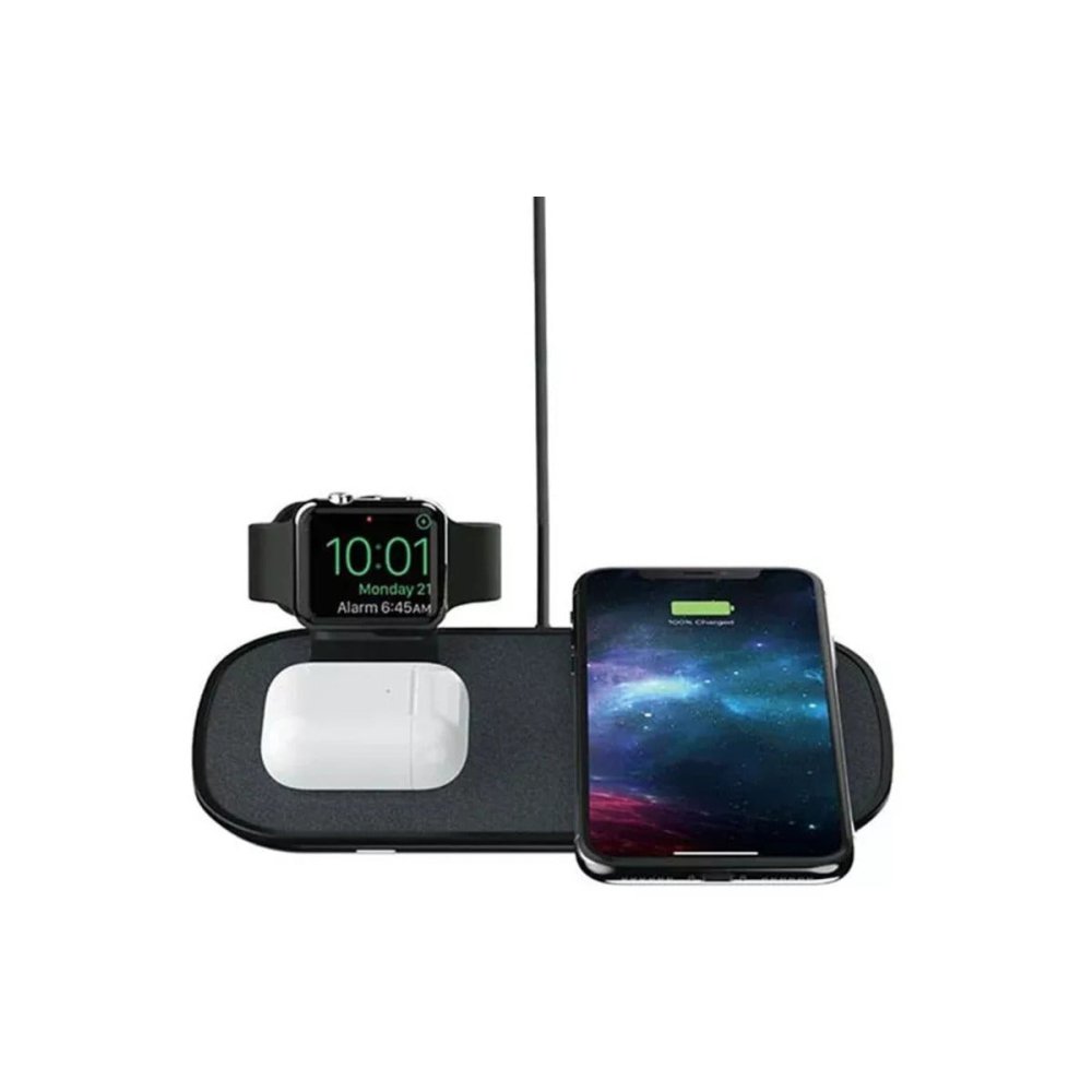 Mophie 3-in-1 Wireless Charging Pad for iPhone, AirPods & Apple Watch - Fast Qi-Certified Charging Station for Home, Office & Nightstand