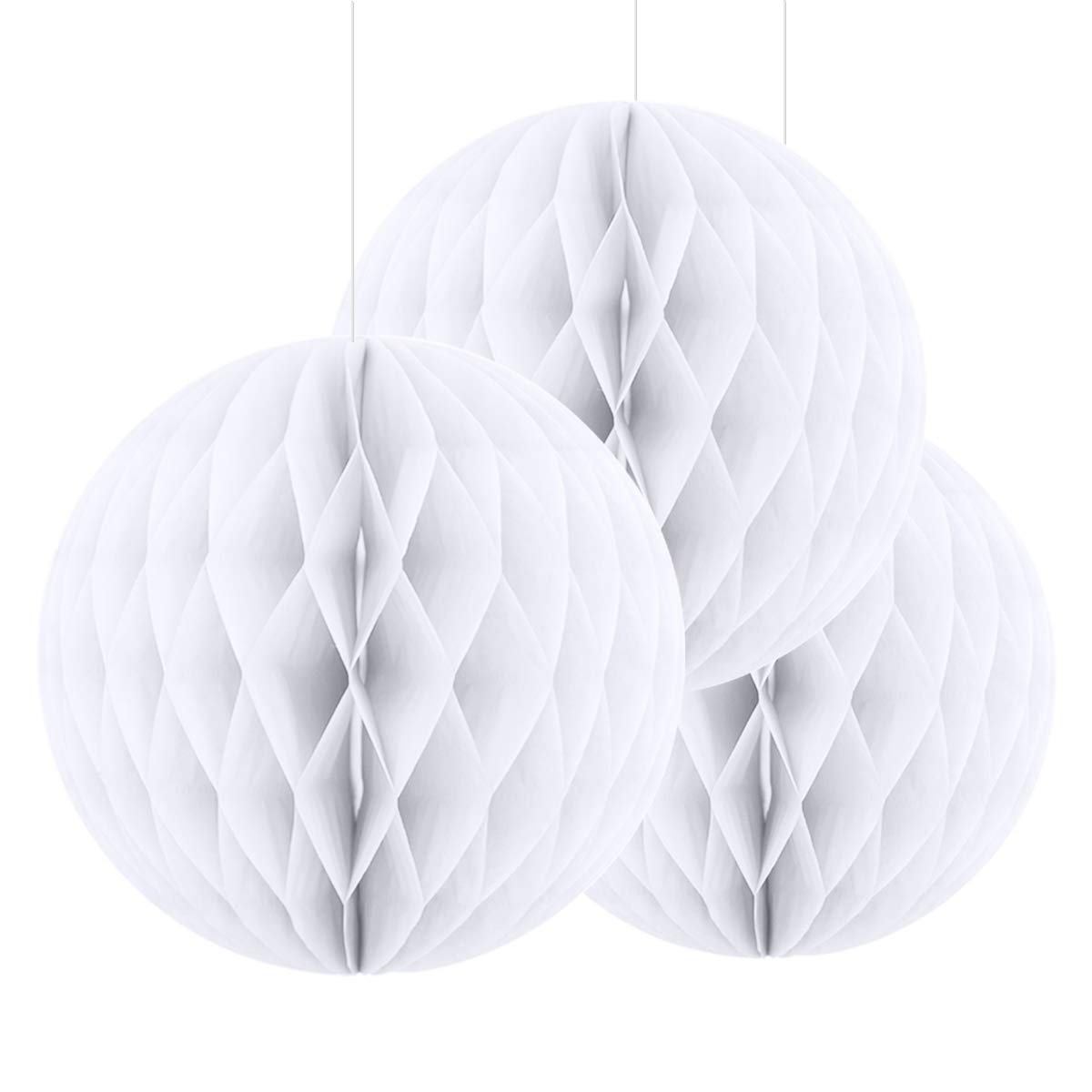 Blue and White Honeycomb Tissue Paper Fan Decorations - Set of 3 (8 Inch) for Party, Wedding, Baby Shower & Home Decor