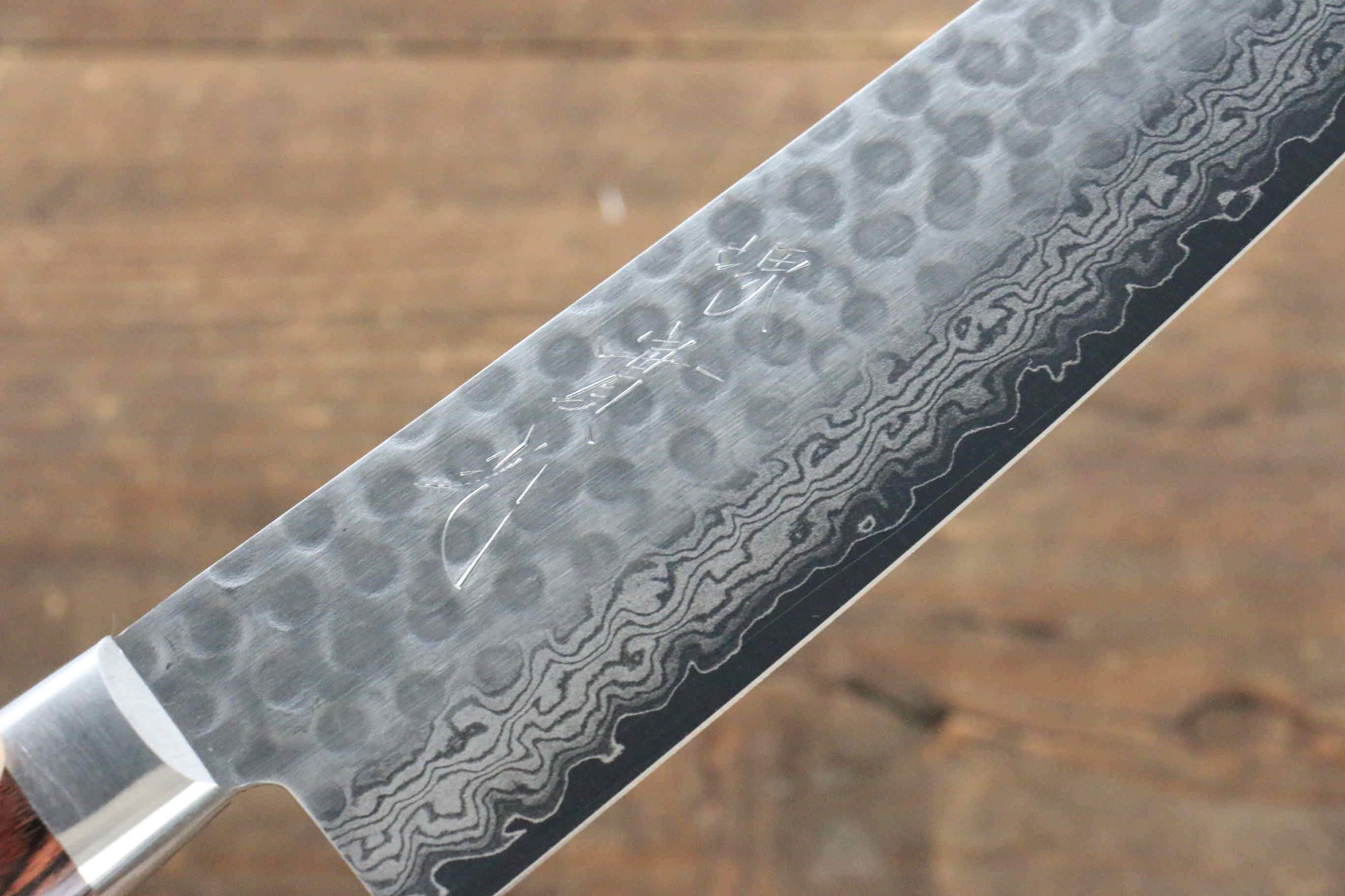 Premium Jikko VG10 17-Layer Damascus Santoku Knife 180mm with Mahogany Handle - Japanese Kitchen Knife for Professional Chefs & Home Cooking, Perfect for Slicing, Dicing & Chopping Vegetables, Meat & Fish