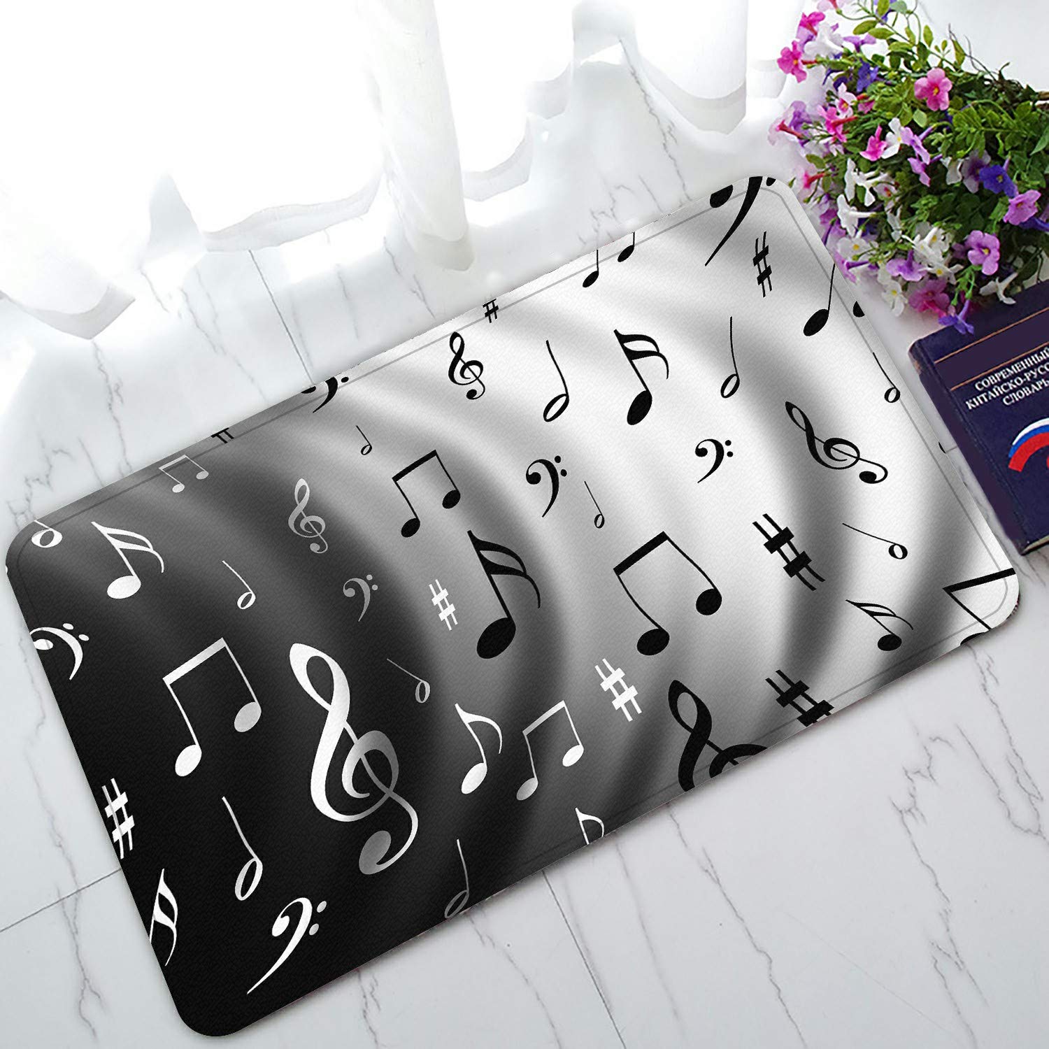 ECZJNT Music Notes Welcome Doormat - Non-Slip Bath Mat & Entrance Rug - 30x18 Inch Waterproof Floor Mat for Home, Office, School - Perfect for Front Door, Bathroom, Kitchen, Laundry Room