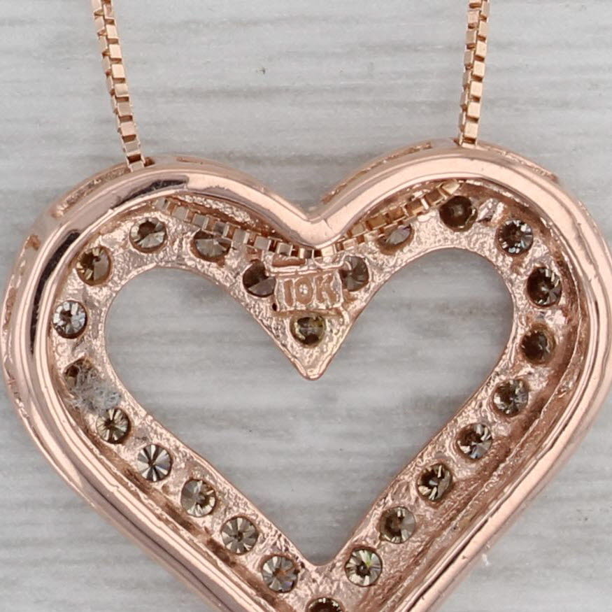 0.47ctw Champagne Diamond Heart Pendant Necklace - 10k Rose Gold 19