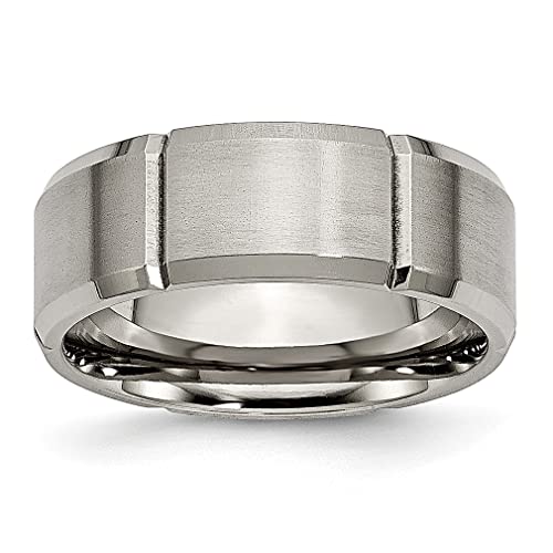 ICE CARATS Titanium 8mm Beveled Edge Band Ring - Men's Wedding, Fashion Jewelry & Gift for Dad, Husband - Durable Comfort Fit for Everyday Wear & Special Occasions