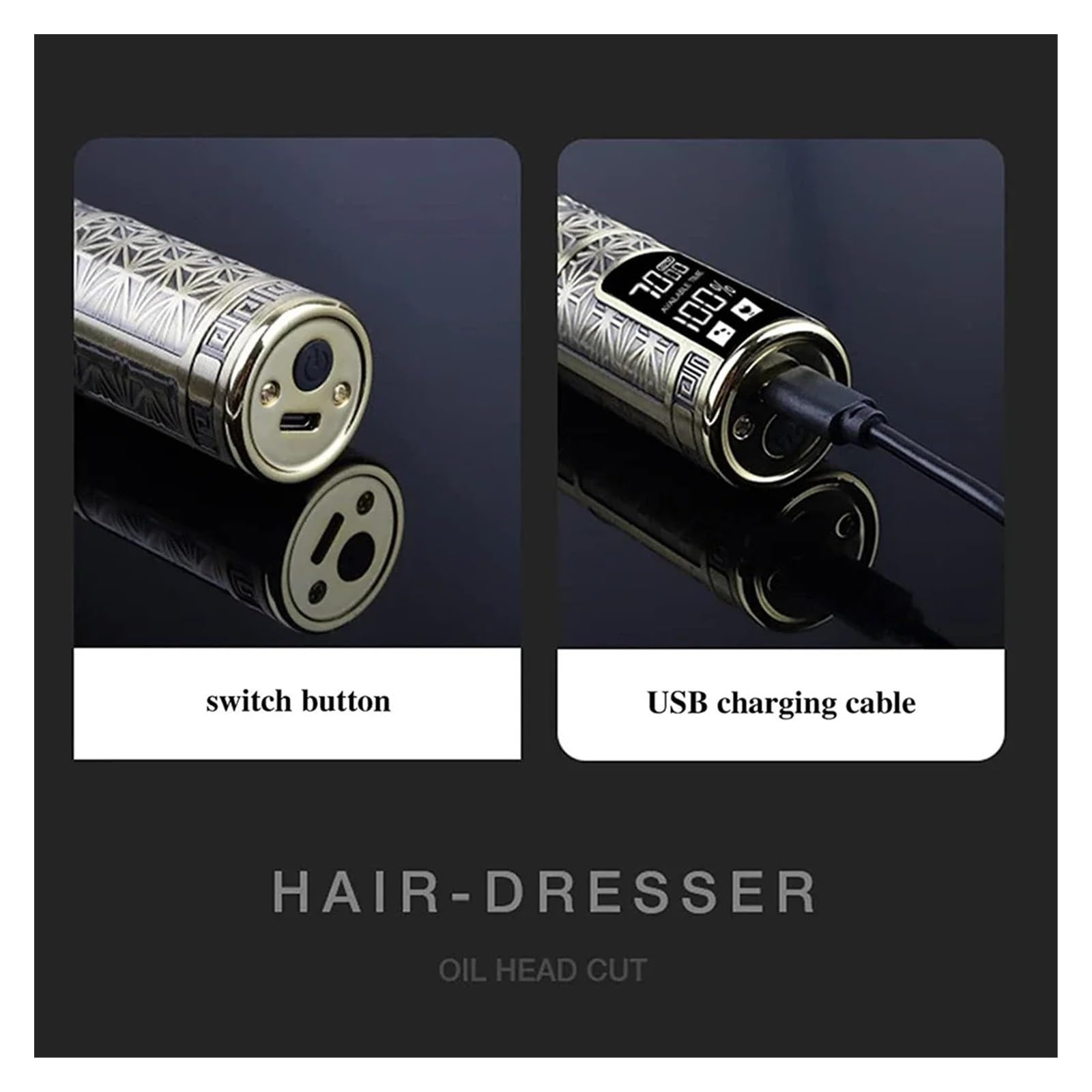 Professional Wireless Electric Hair Trimmer for Men - LCD Digital Display Beard & Hair Clipper with Skull Design - Perfect for Home Barbering, Beard Grooming & Personal Hair Cutting