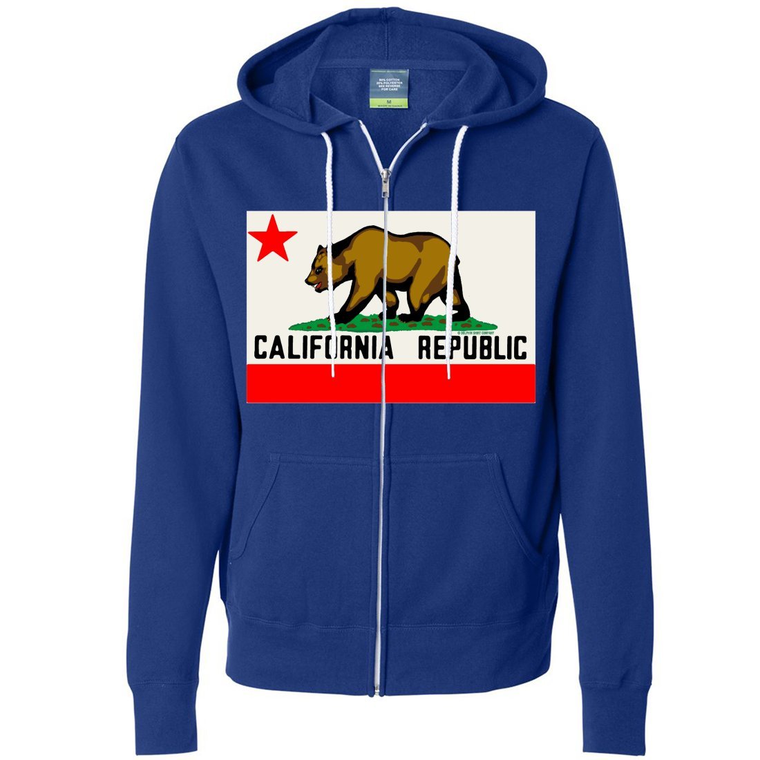 California Republic Original Bear Flag Zip-Up Hoodie for Men & Women - Vintage Style Pullover Hooded Sweatshirt - Perfect for Outdoor Activities, Casual Wear & Patriotic Events