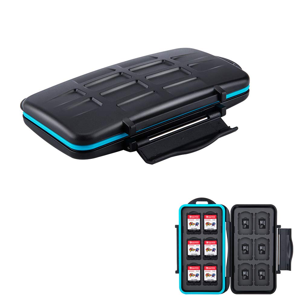 JJC Deluxe 24 Slots Switch Game Card Case - Holds 12 Nintendo Switch Games & 12 microSD Cards - Compact, Shockproof & Waterproof Storage for Nintendo Switch & Switch Lite - Perfect for Travel, Gaming Parties & Organizing Your Game Collection
