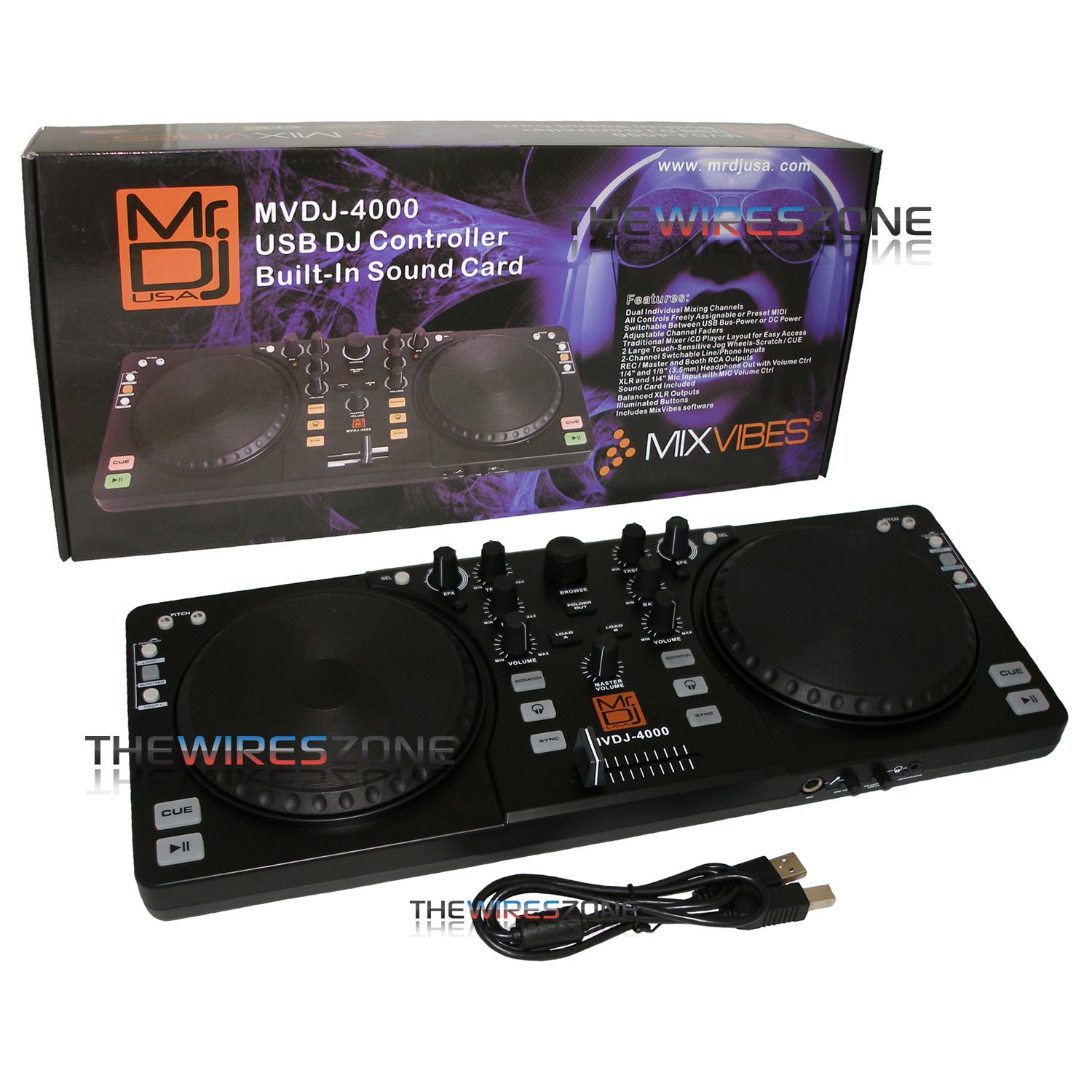 Professional MVDJ-4000 USB DJ Controller with Built-in Sound Card - Perfect for Home Studios, Clubs & Live Performances
