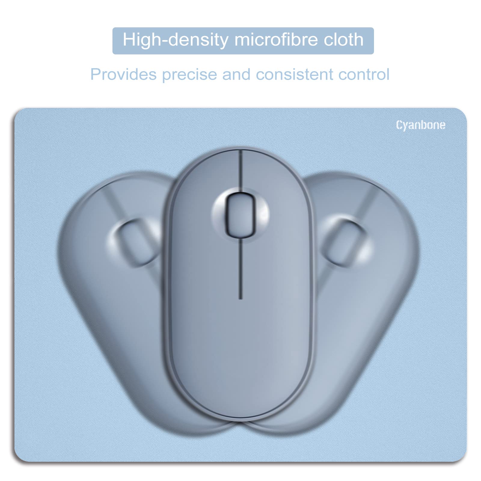 Mini Mouse Pad 2 Pack - Small 5.5 x 7 Inch Non-Slip Rubber Base Portable Mousepad for Laptop, Wireless Mouse - Perfect for Office, Travel & Home Use (Blue)