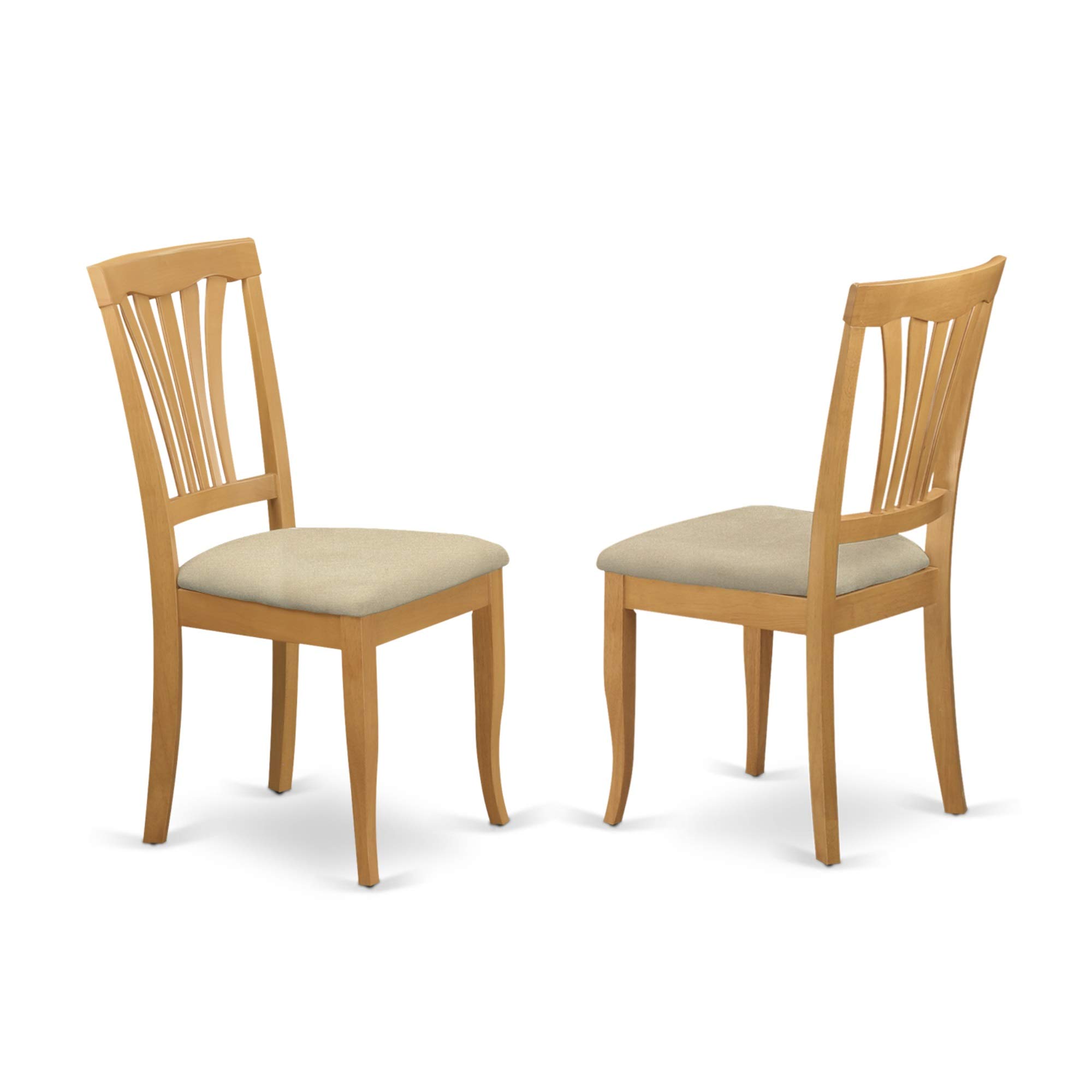 East West Furniture ANAV5-OAK-C 5-Piece Oak Kitchen Table Set with Round Pedestal Dining Table & 4 Linen Fabric Chairs, 36x36 Inch - Perfect for Small Dining Rooms, Breakfast Nooks, and Cozy Family Meals