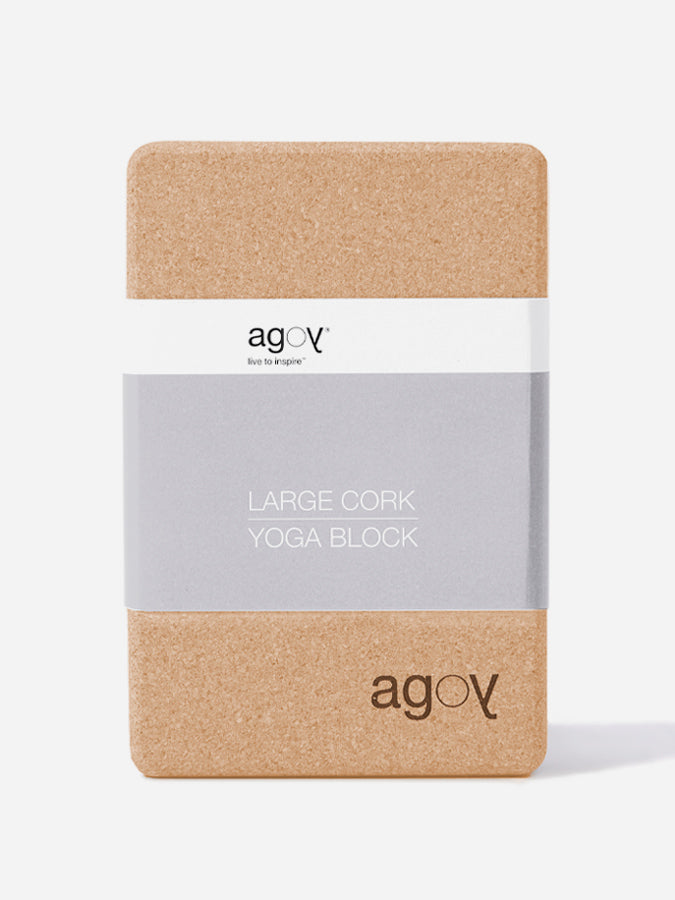 Premium Agoy Large Cork Yoga Block for Stability & Support - Ideal for Yoga, Pilates & Fitness Training at Home or Studio