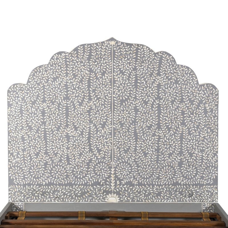 Handmade Mother of Pearl and Bone Inlay Maharaja Style King Size Bed - Luxury Bedroom Furniture for Master Suite, Guest Room, or Hotel Decor