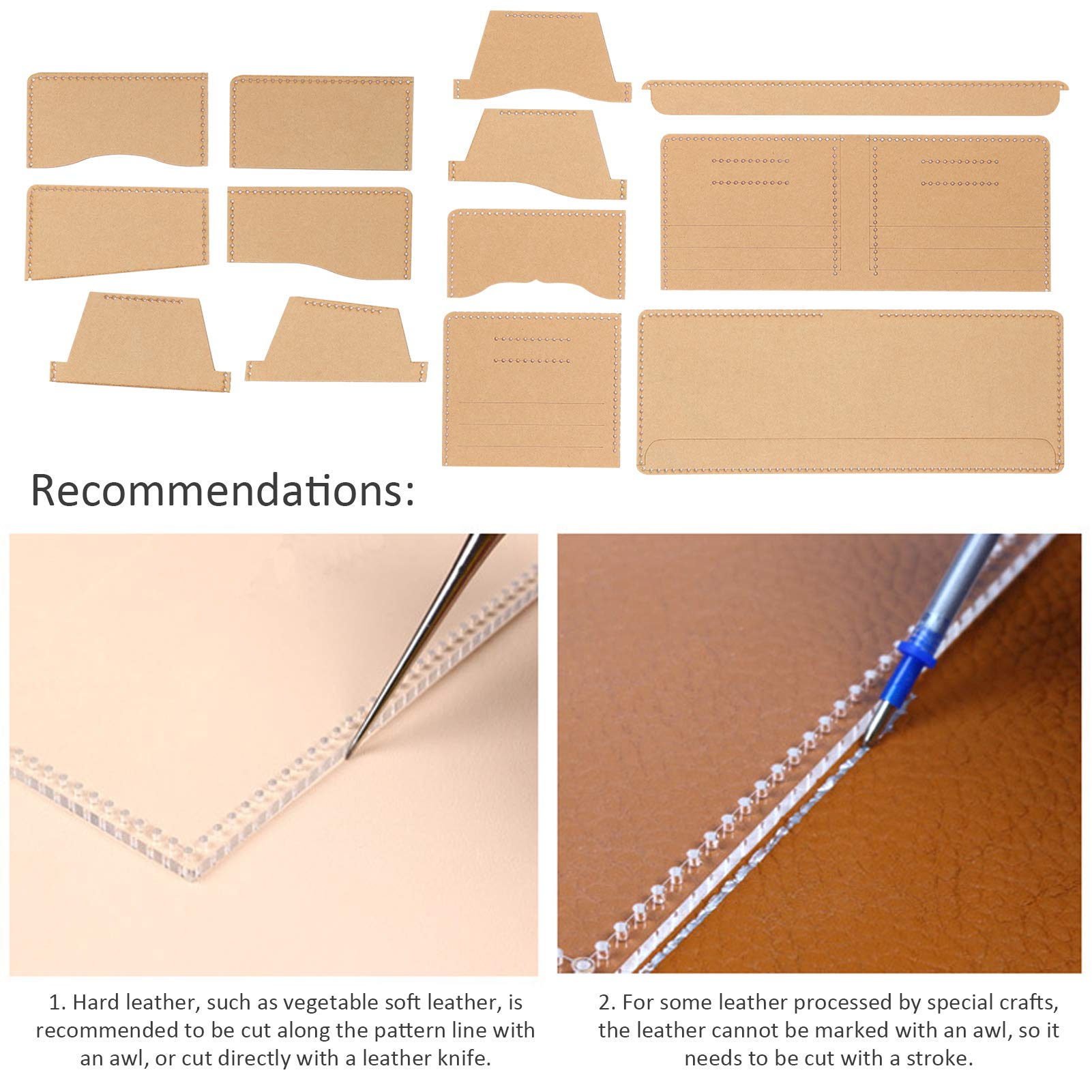 13-Piece Leather Acrylic Template Set - Clear Wallet Pattern Stencils for Leather Crafting, Quilting & Sewing | DIY Leatherworking Tools for Wallets, Bags & Accessories