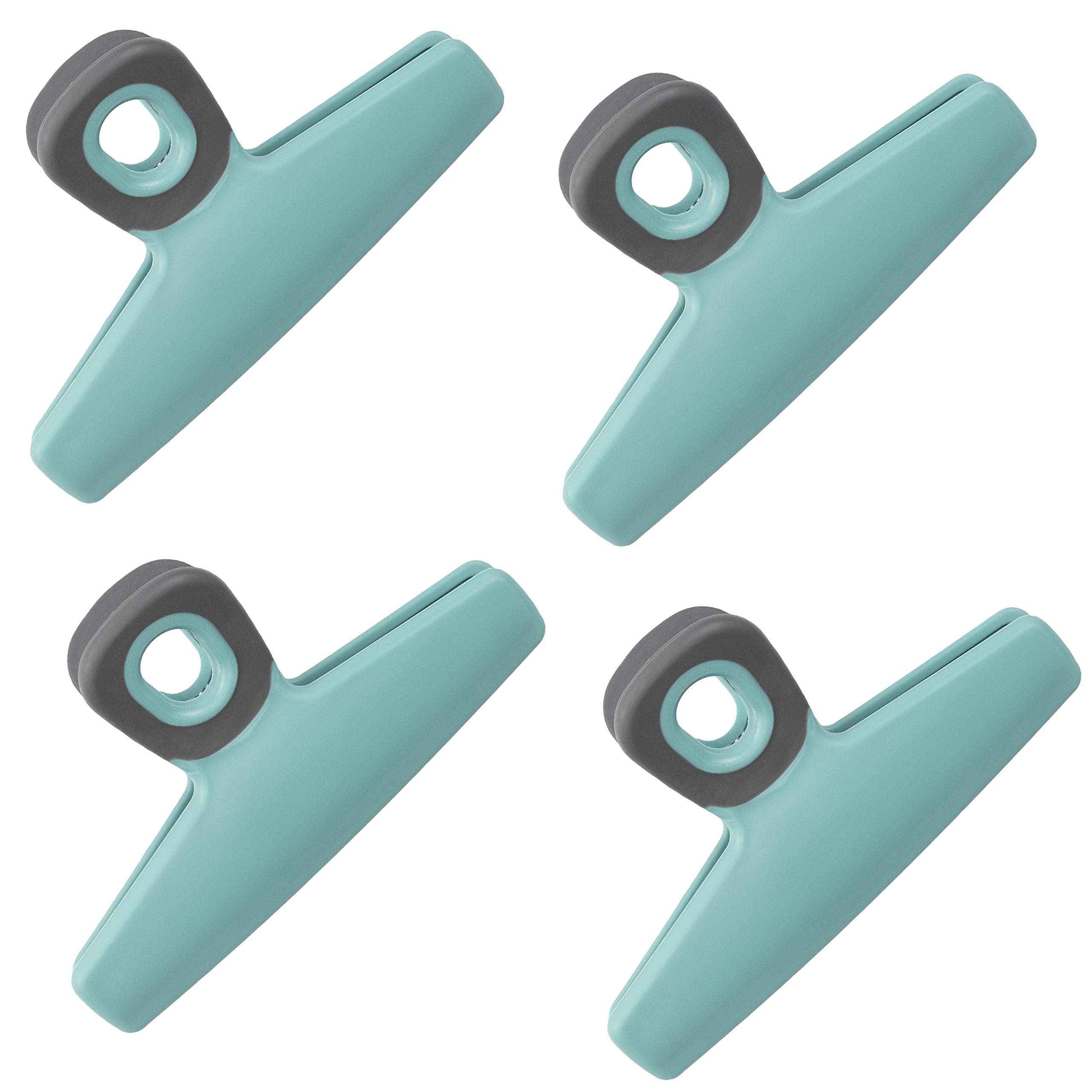 Premium Heavy Duty Food Storage Clips - 4 Pack Wide Chip Clips with Airtight Seal for Snack Bags, Bread, Chips & More | Teal Kitchen Organization Essentials