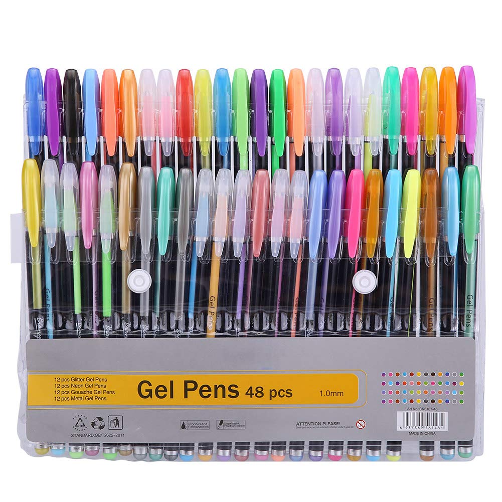 ASixXSIX Lightweight Multicolor Gel Pens Set - 12 Vibrant Colors for Sketching, Drawing & Writing - Smooth Ink Flow, Comfort Grip - Perfect for School, Office, Home & Art Projects (Gel Pen Set for Kids & Adults)