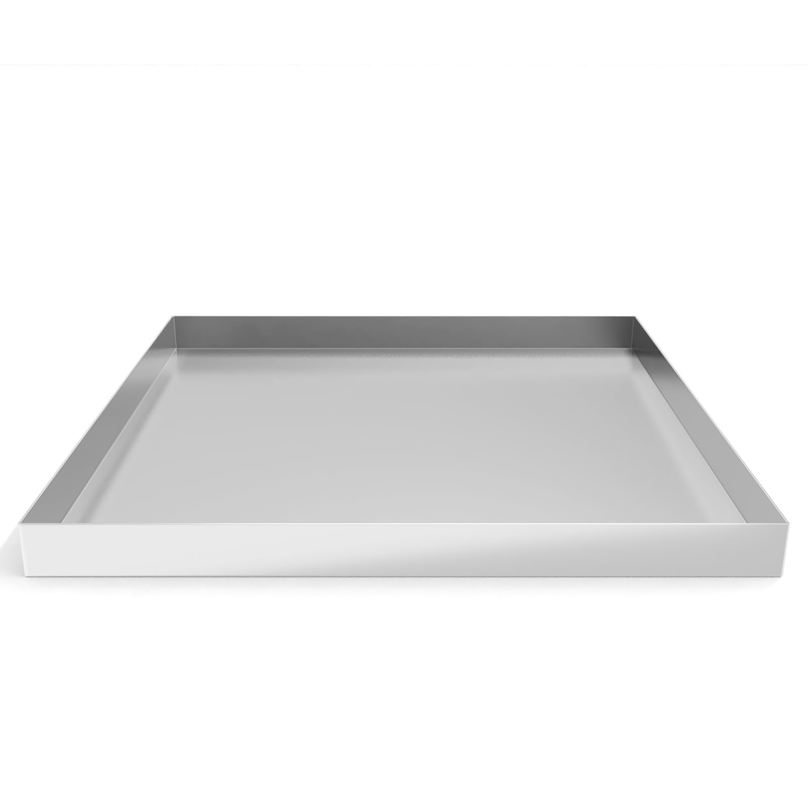 32 x 32 x 2.5 Inch 304 Stainless Steel Washing Machine Drain Pan - Heavy Duty Leak Proof Drip Tray for Compact Washers - Floor Protection Solution for Laundry Rooms & Basements