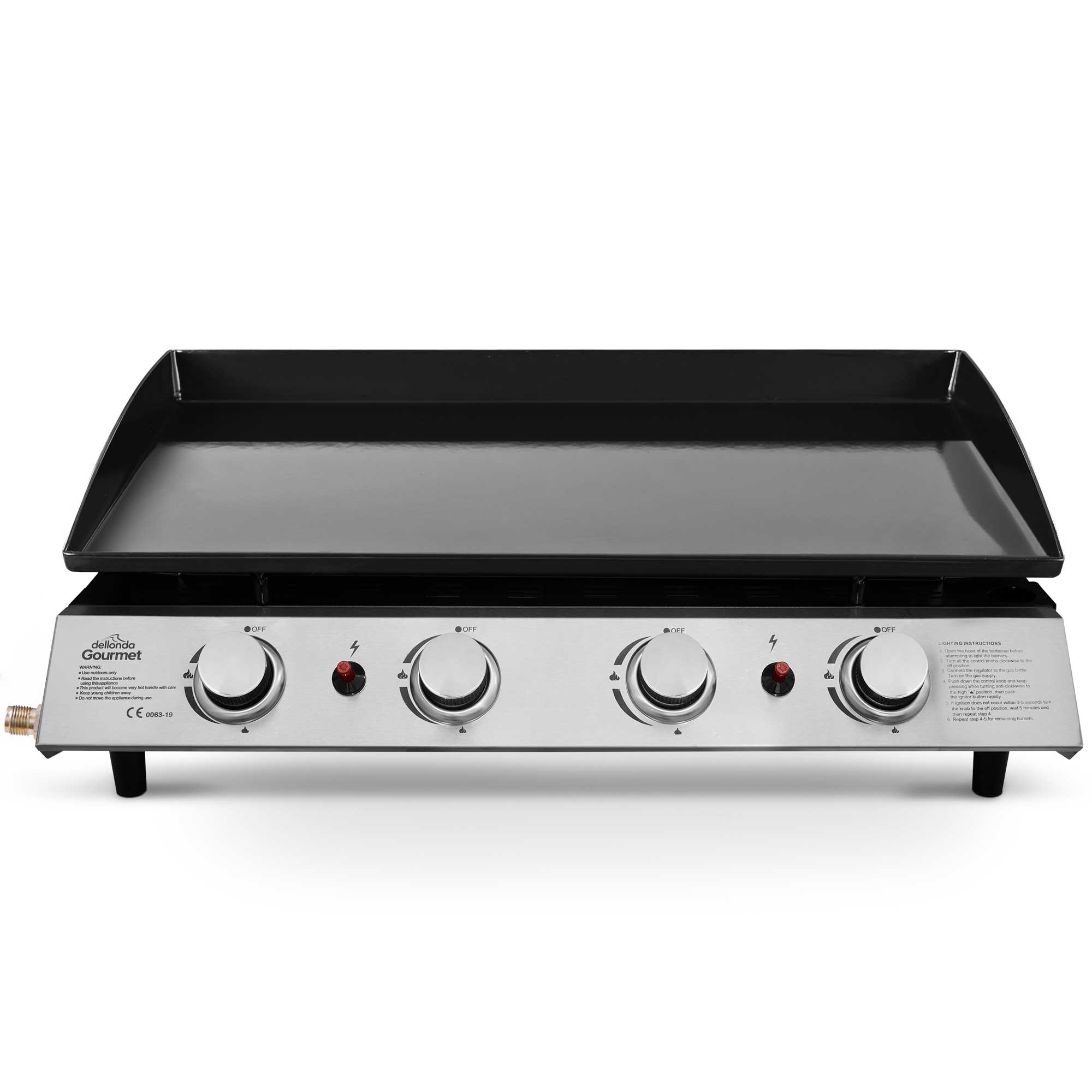 4 Burner Portable Gas Griddle 10kW BBQ Grill with Stainless Steel Surface - Perfect for Outdoor Cooking, Camping, Tailgating & Backyard Parties (Model DG23)