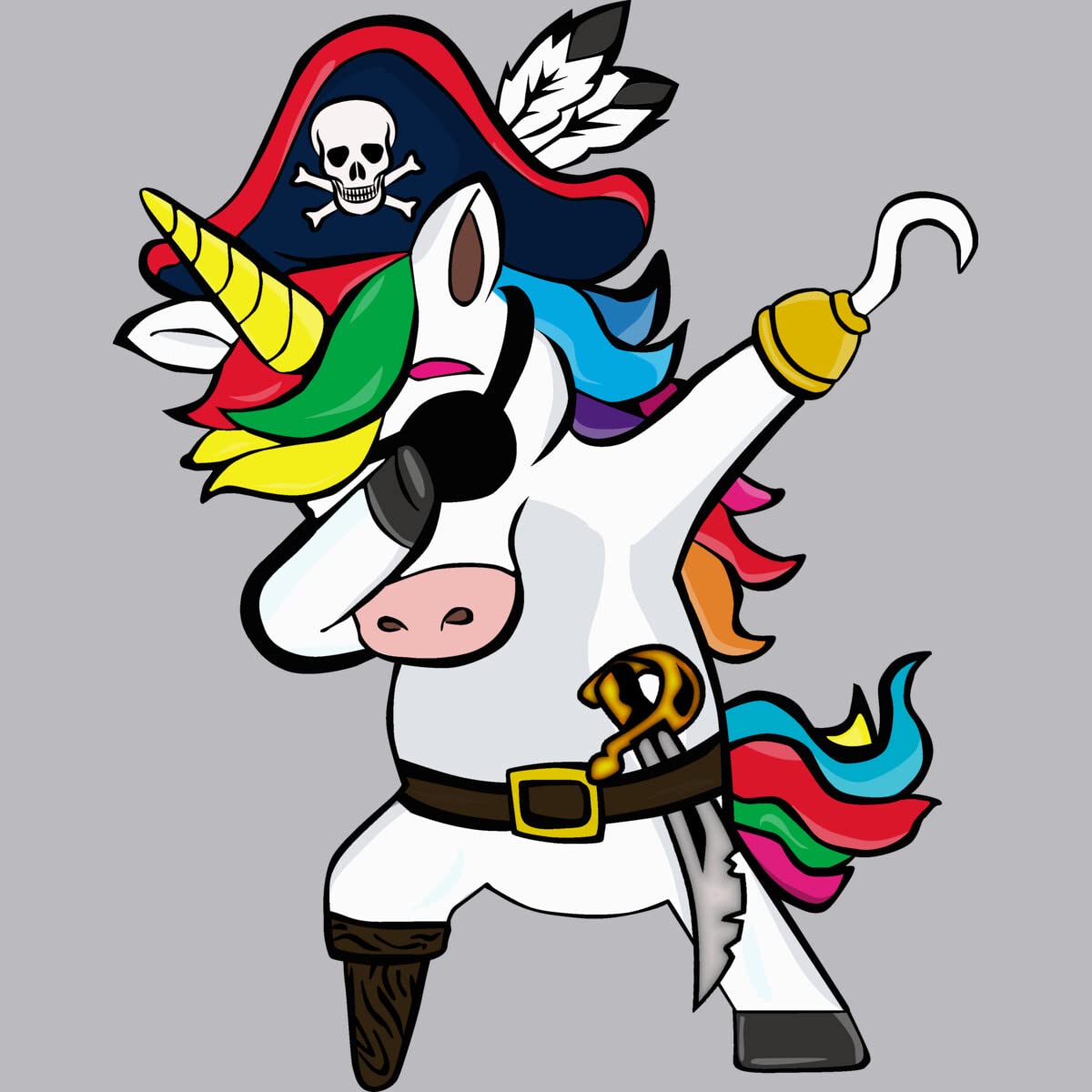 Design By Humans Men's Dabbing Dance Pirate Unicorn Graphic Tank Top - Cool Casual Summer Tee for Beach, Parties & Everyday Wear