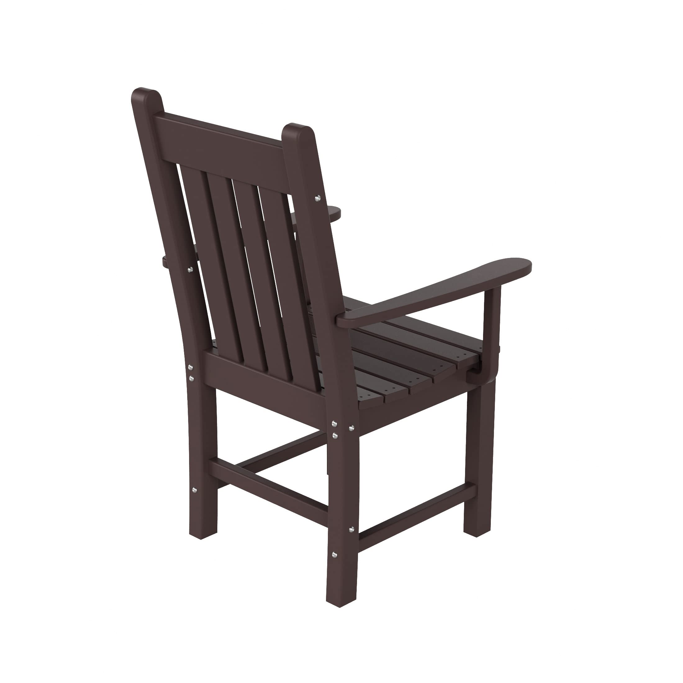 WestinTrends Malibu Classic Outdoor Dining Chairs with Arms - All Weather Poly Lumber Adirondack Patio Chairs for Restaurant, Bistro & Backyard - 350 LBS Weight Capacity - Arched Backrest & Curved Seat - Dark Brown - Perfect for Poolside, Garden & Outdoor Dining Areas