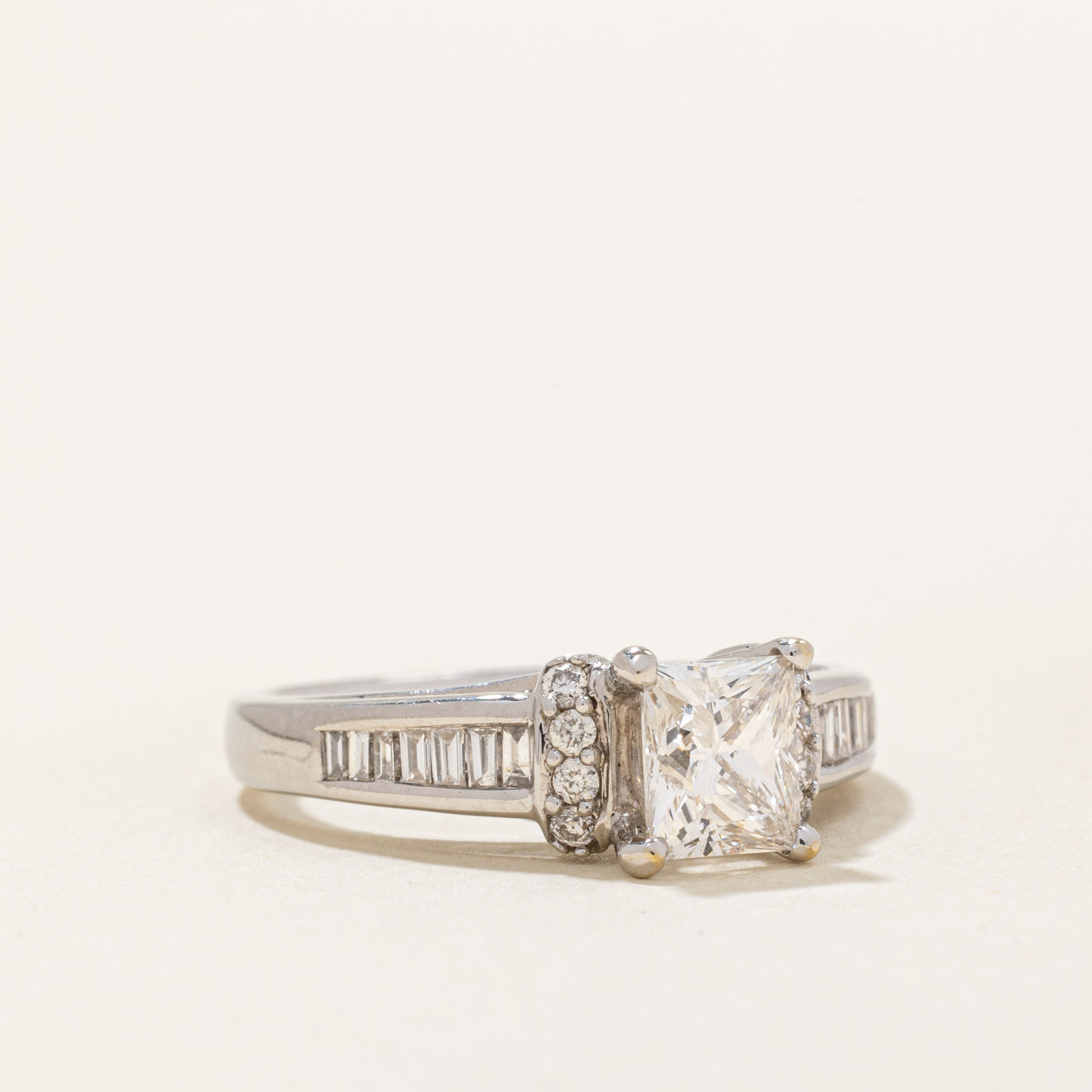 18K White Gold Princess Cut Diamond Engagement Ring 1.01ct G VS2 - Size 6.5 Wedding Band for Her, Perfect Proposal Gift & Anniversary Jewelry